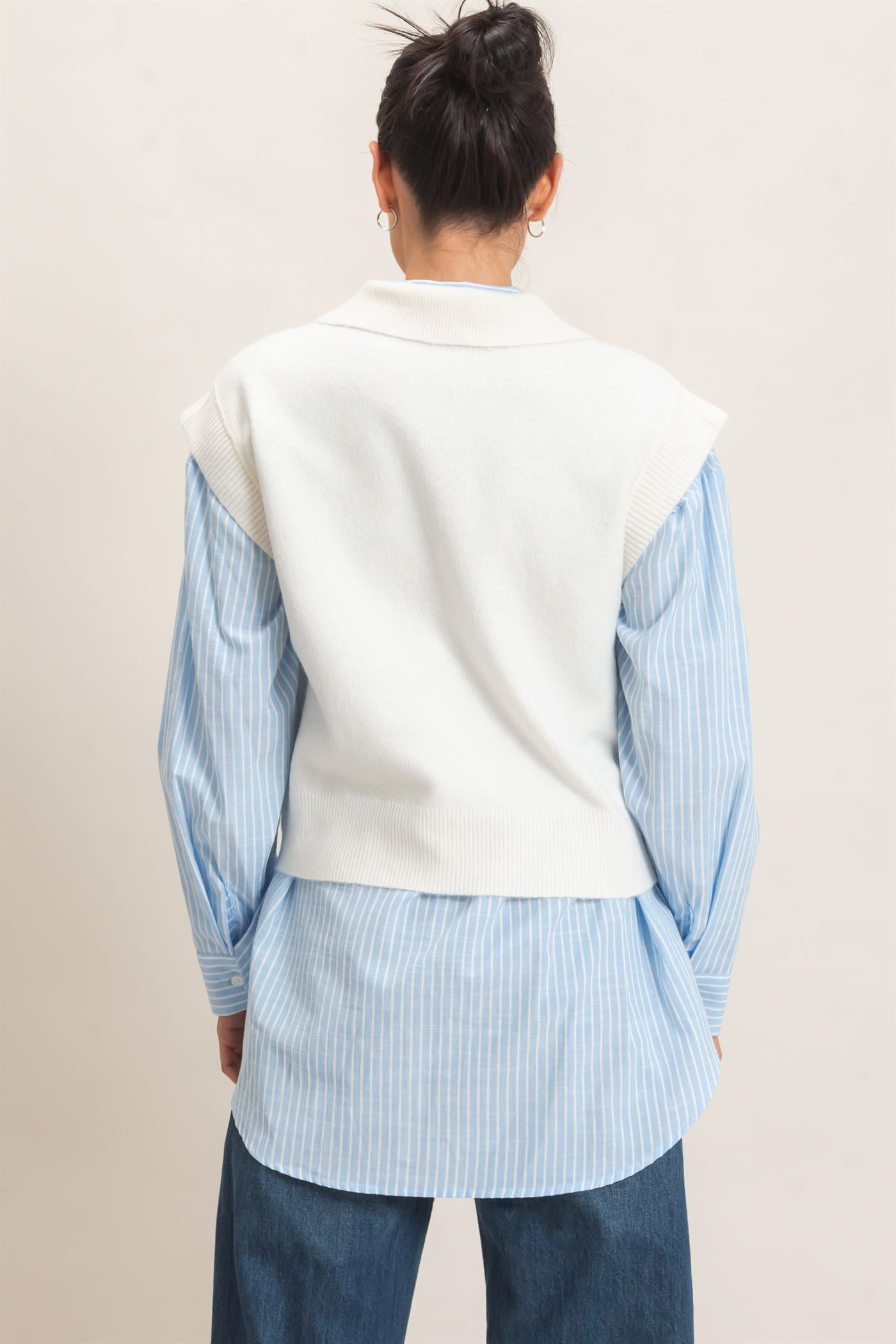 Wholesale Short Sleeve Polo Sweater Sweaters HF26E352 CREAM HYFVE