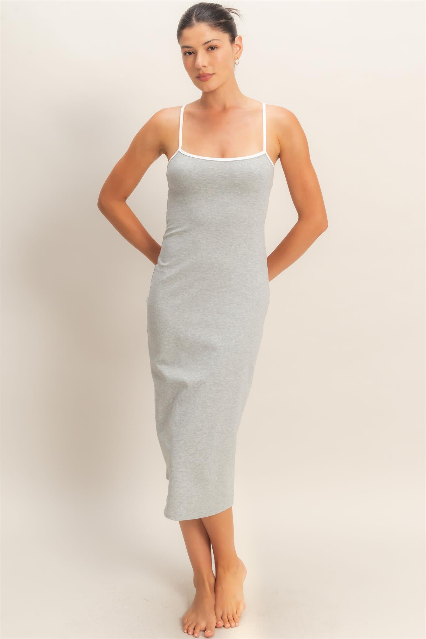 Wholesale Spaghetti Strap Bodycon Dress Dresses HF26A637 H.GRAY HYFVE