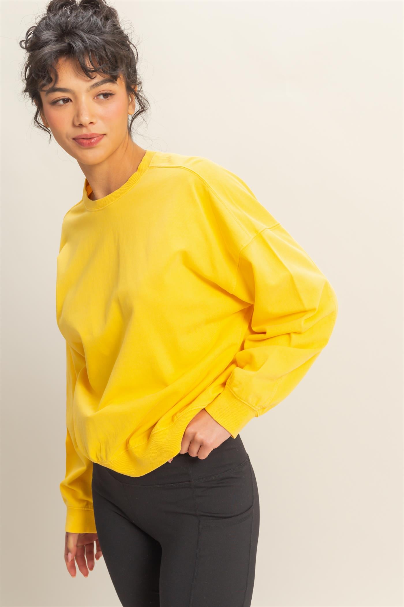 Wholesale Warm Long Sleeve French Terry Sweatshirt Sweatshirts DZ25C733 SUNFLOWER HYFVE