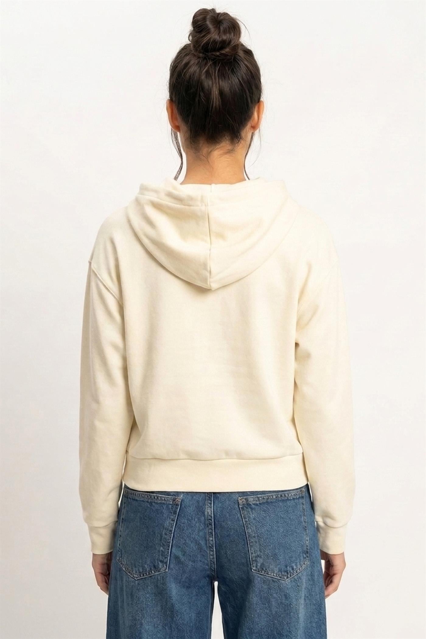 Wholesale Long Sleeve Hoodie With Kangaroo Pocket Hoodies DZ26F276 CREAM DOUBLE ZERO