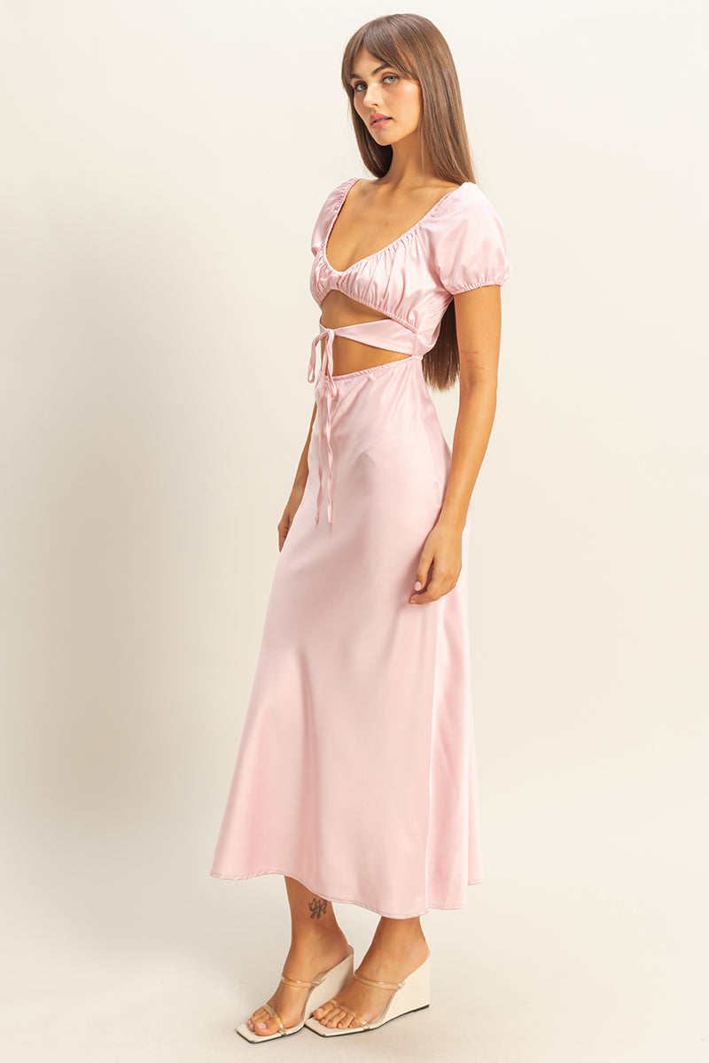 Wholesale Front Tie Maxi Dress Dresses FS22E780 PINK HYFVE