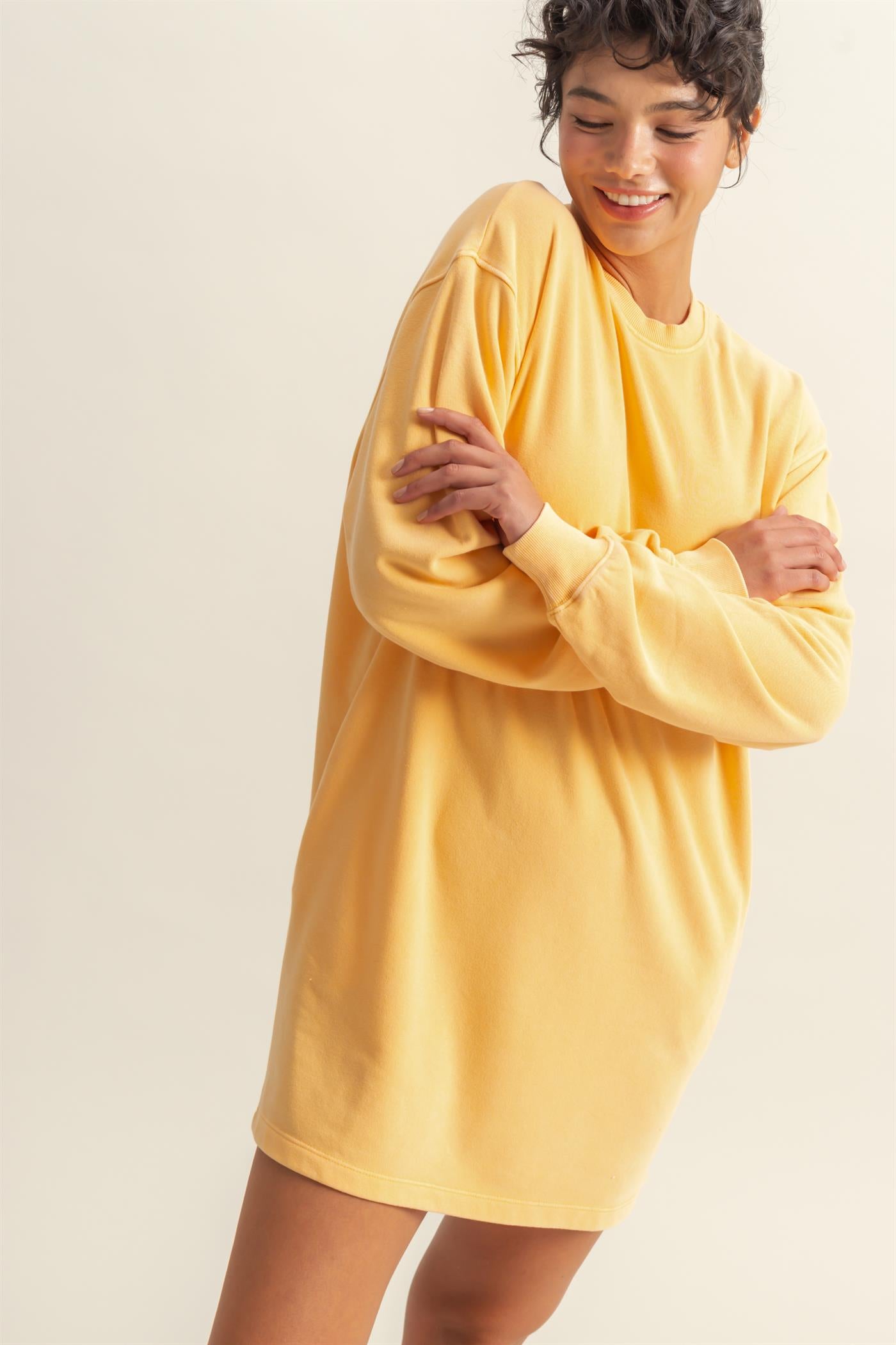 Wholesale Long Sleeve Oversized Mini Dress Dresses DZ25E114 ORANGE DOUBLE ZERO
