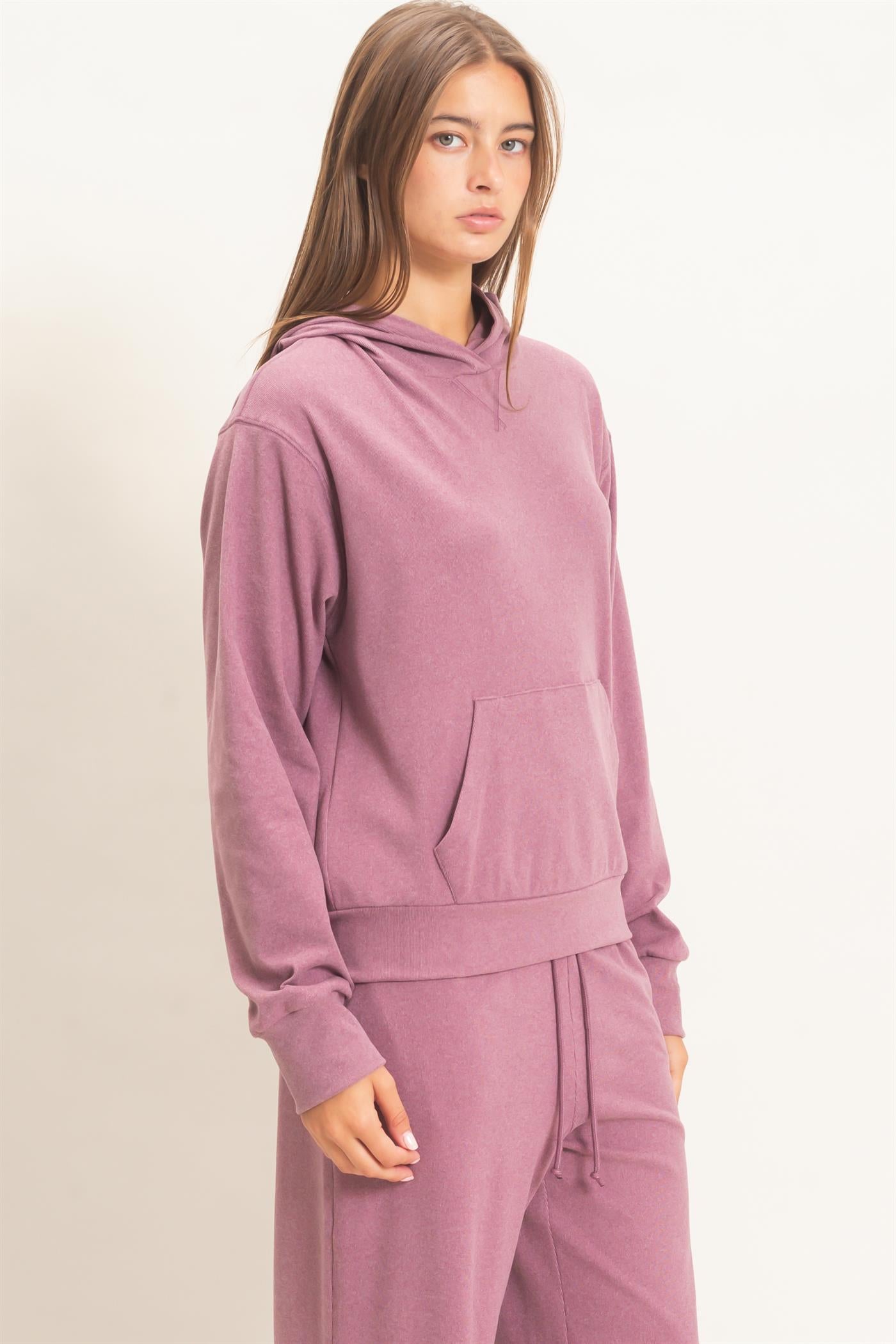 Wholesale Long Sleeve Hoodie With Kangaroo Pocket Hoodies DZ26F276 PLUM DOUBLE ZERO