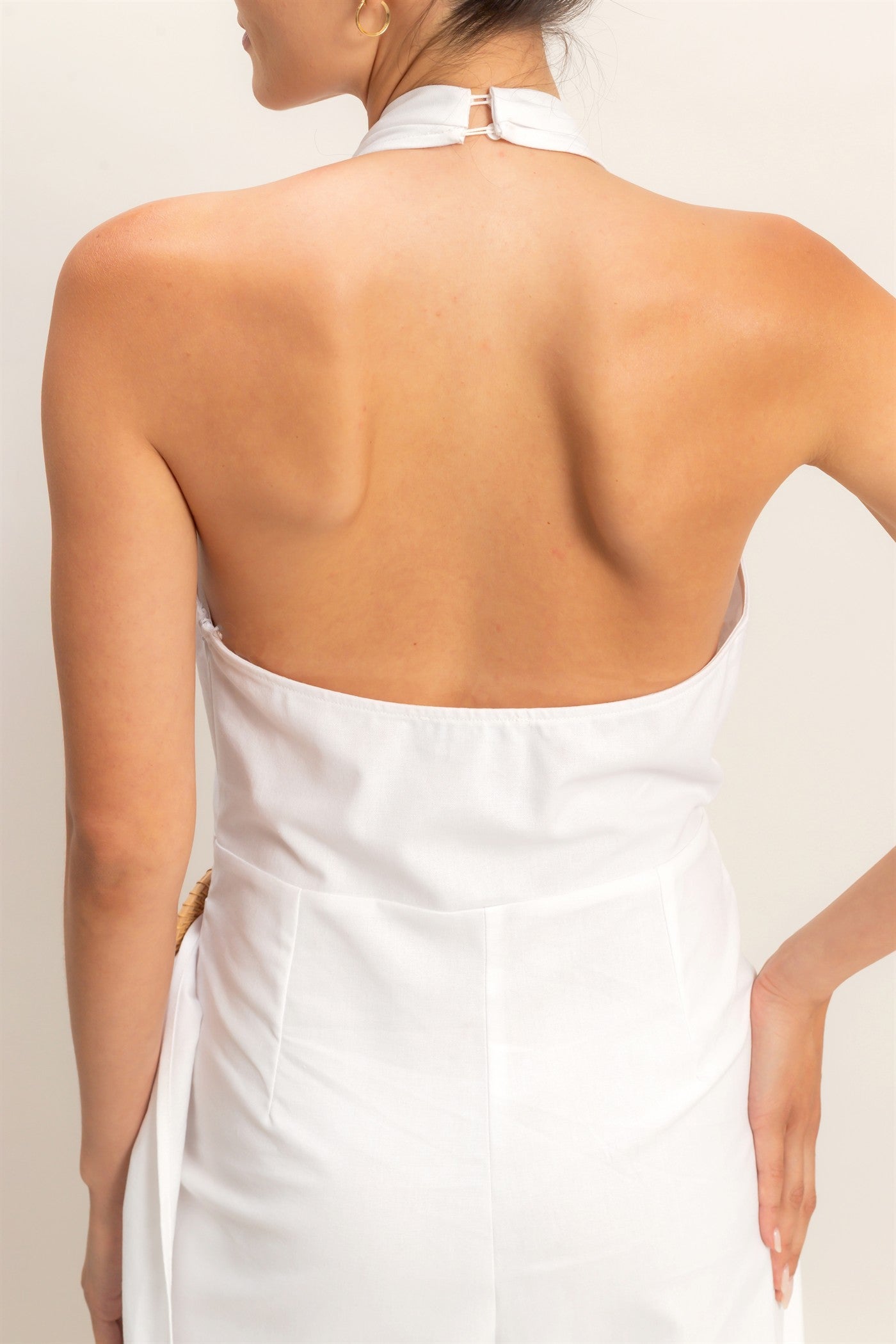 Wholesale Halter Wrap Jumpsuit Clothing HF26C374 WHITE HYFVE