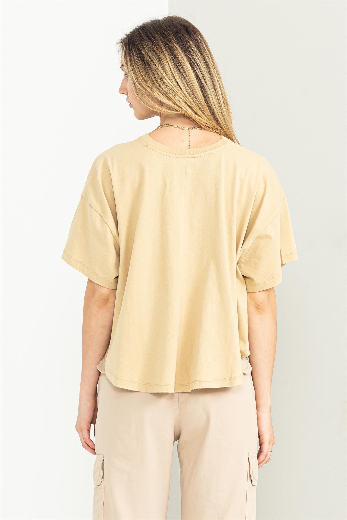Wholesale Stay Easy Flutter Sleeve High-Low Top Clothing Tops DZ23C410 CAFFE LATTE DOUBLE ZERO