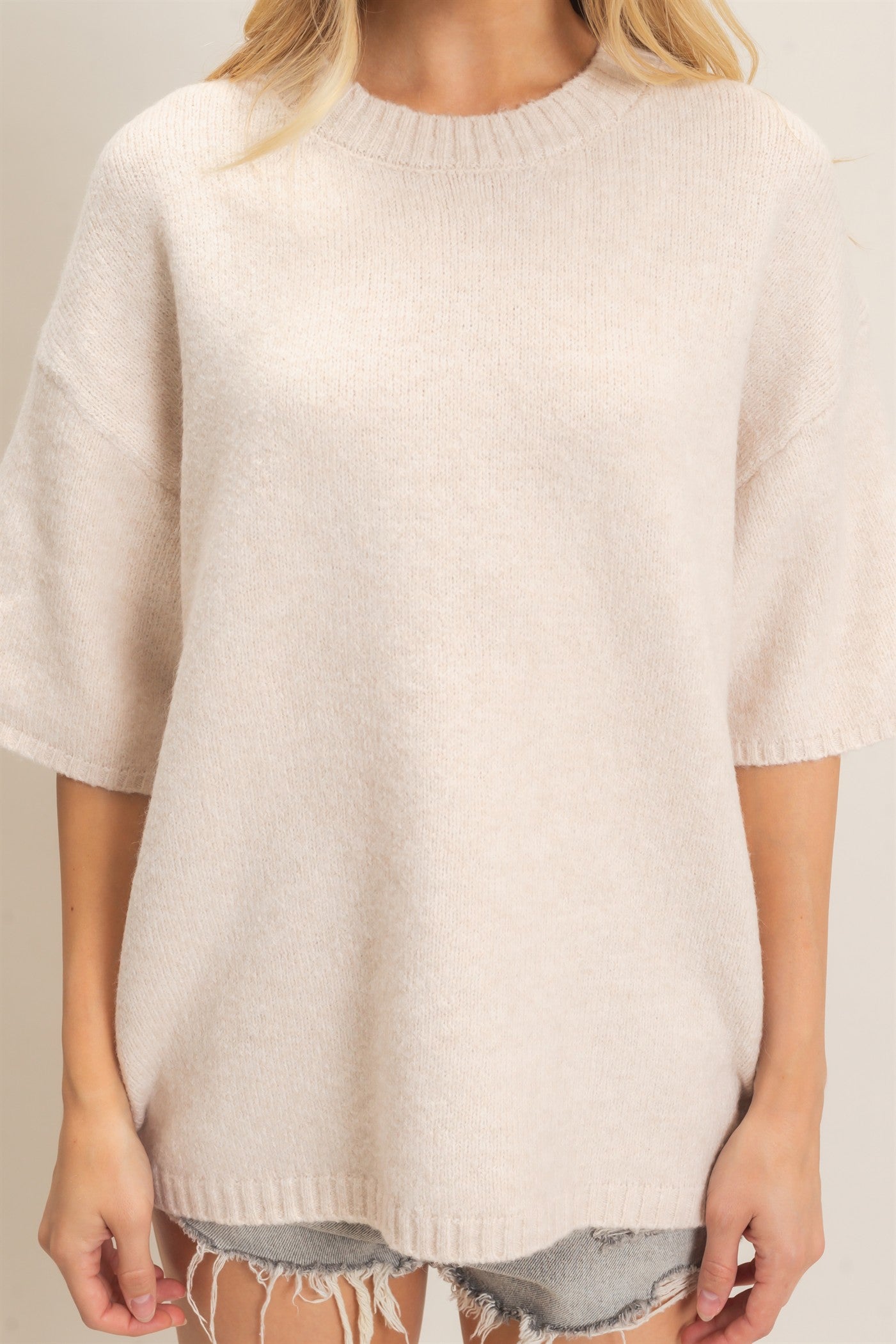 Wholesale Oversized Drop Shoulder Sweater Sweaters HF26E143 OATMEAL HYFVE