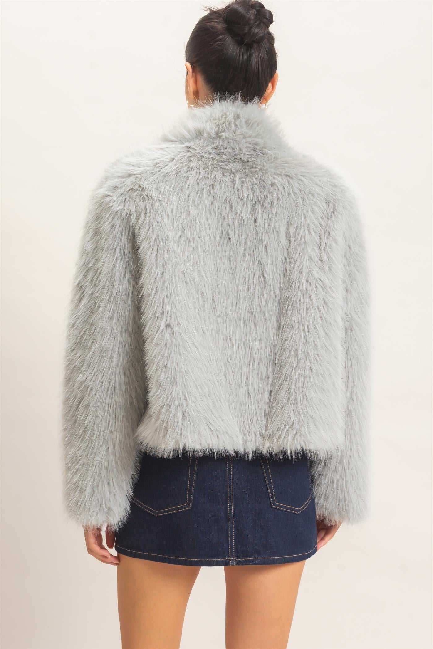Wholesale Shawl Collar Faux Fur Jacket Outerwear HF26F207-D MINT HYFVE