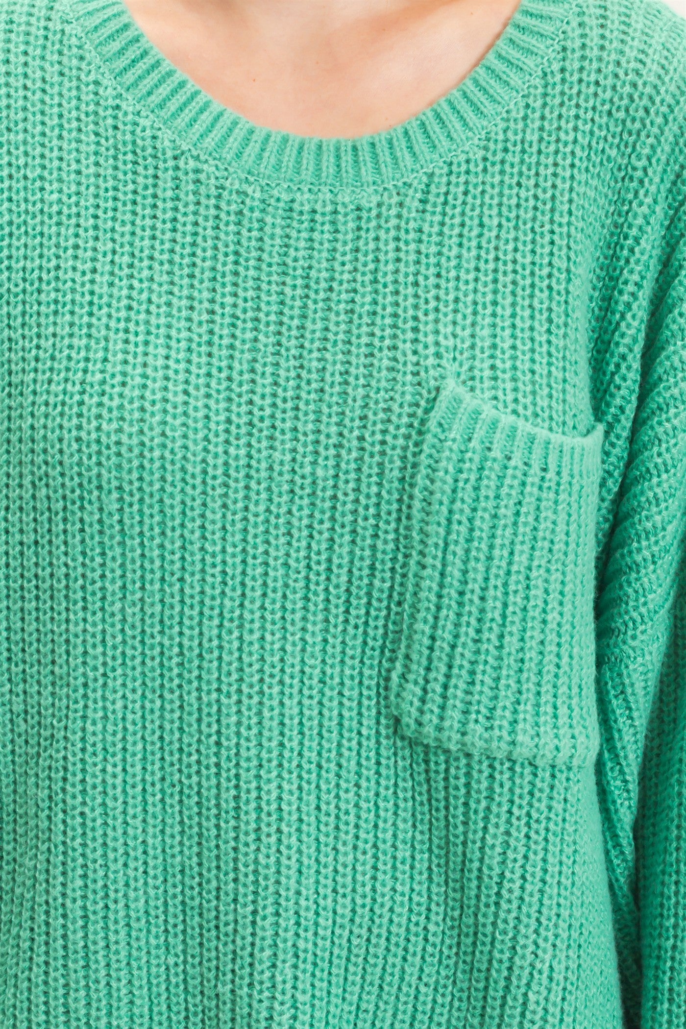 Wholesale Ribbed Knit Patch Pocket Sweater Sweaters HF26F177 GREEN HYFVE