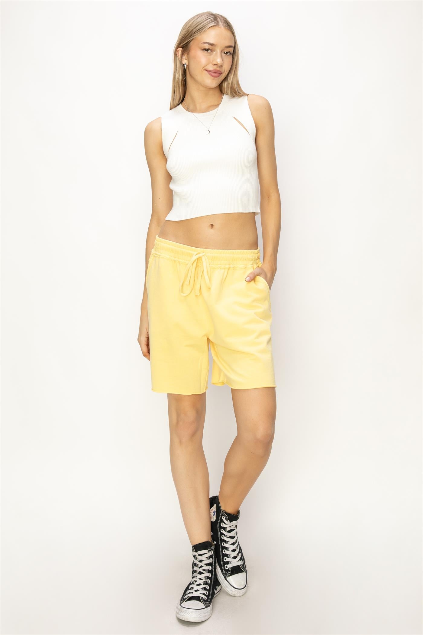 Wholesale Mid Rise Drawstring Shorts Shorts DZ24A839 PINEAPPLE DOUBLE ZERO