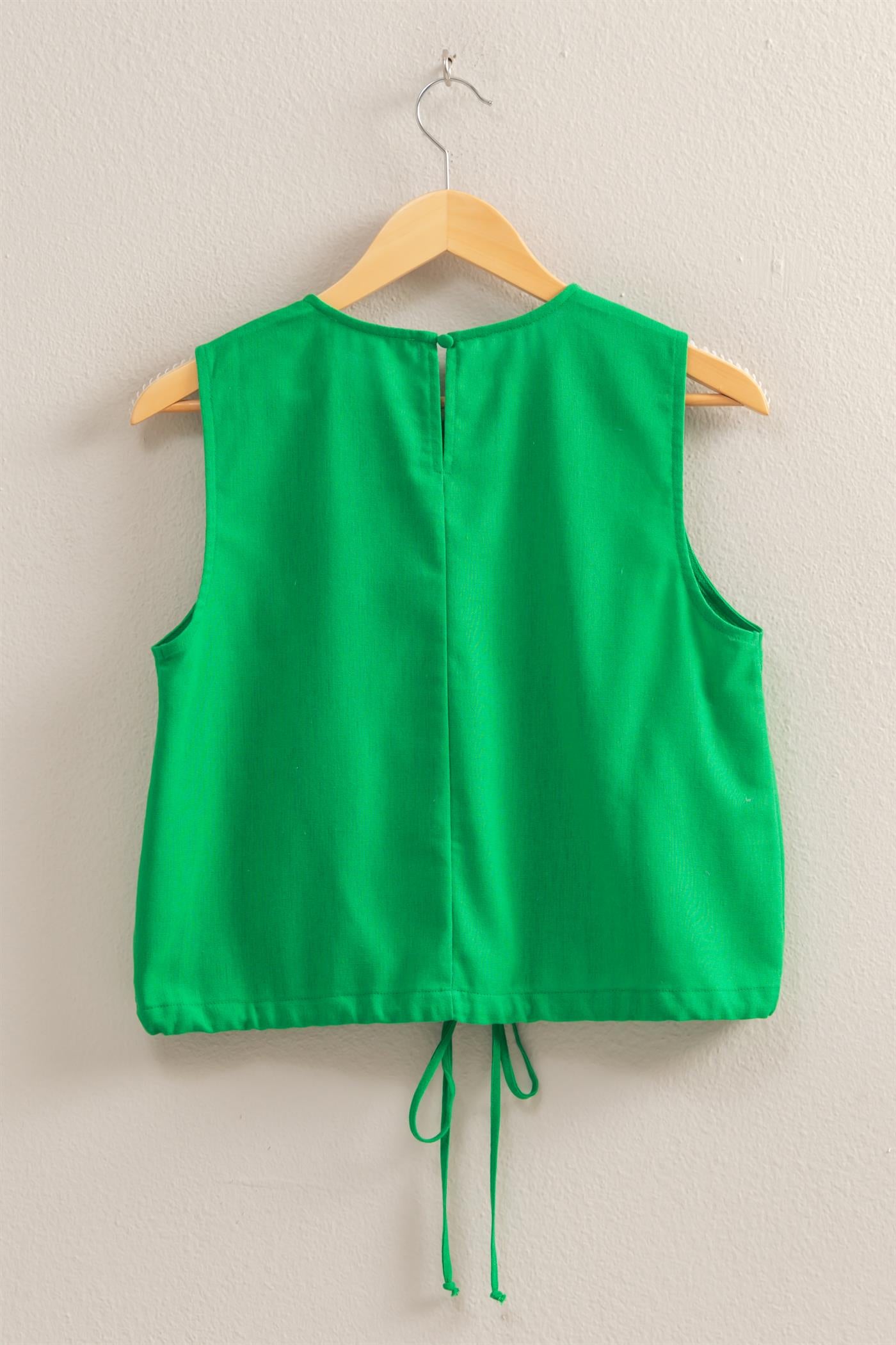 Wholesale Sand Washed Sleeveless Crop Top Clothing Tops DZ25C515 GREEN DOUBLE ZERO