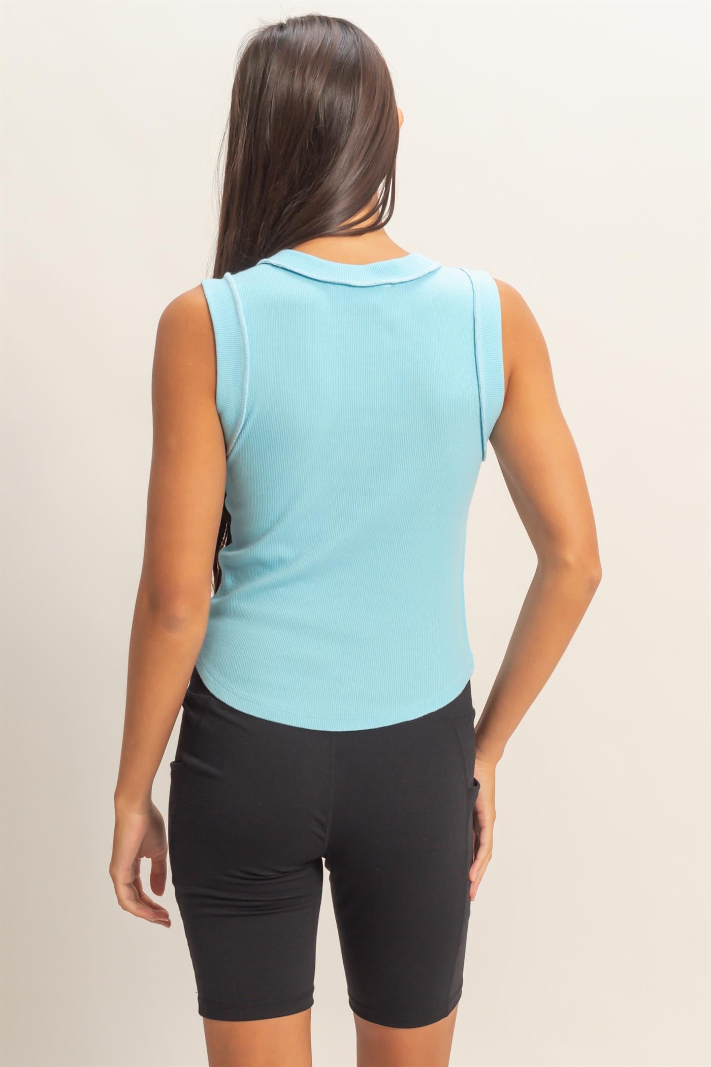 Wholesale Seam Detail Tank Top Tank Tops DZ26A369 BLUE DOUBLE ZERO