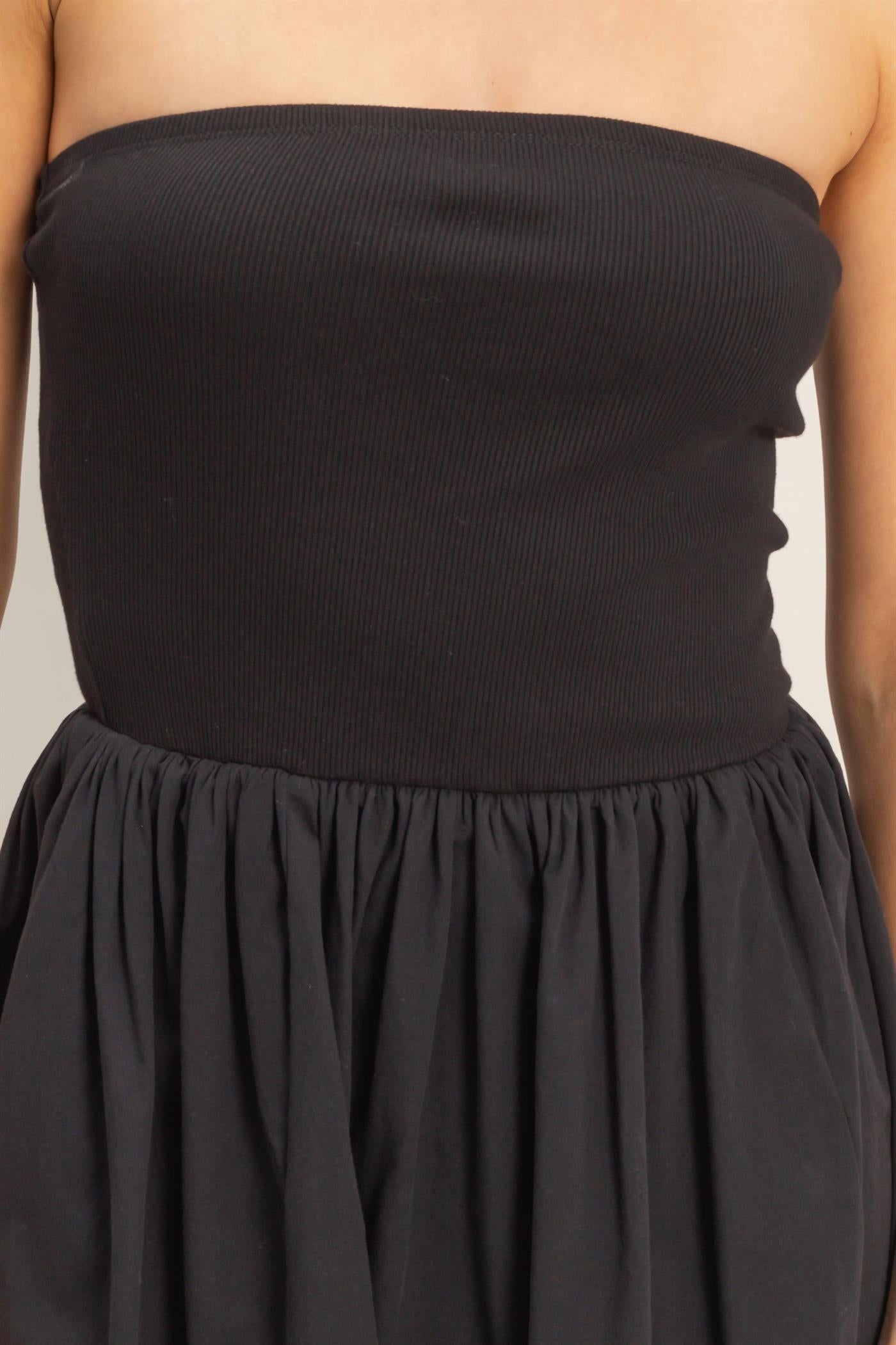 Wholesale Strapless Flowy Mini Dress Dresses DZ26C043 BLACK DOUBLE ZERO