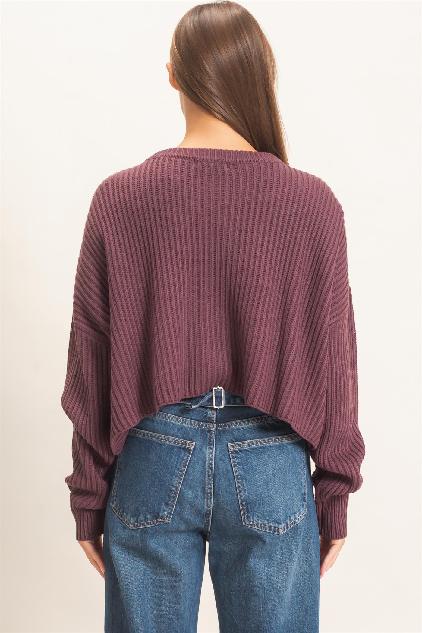 Wholesale Oversized Cropped Sweater Sweaters DZ26E252 COCOA DOUBLE ZERO