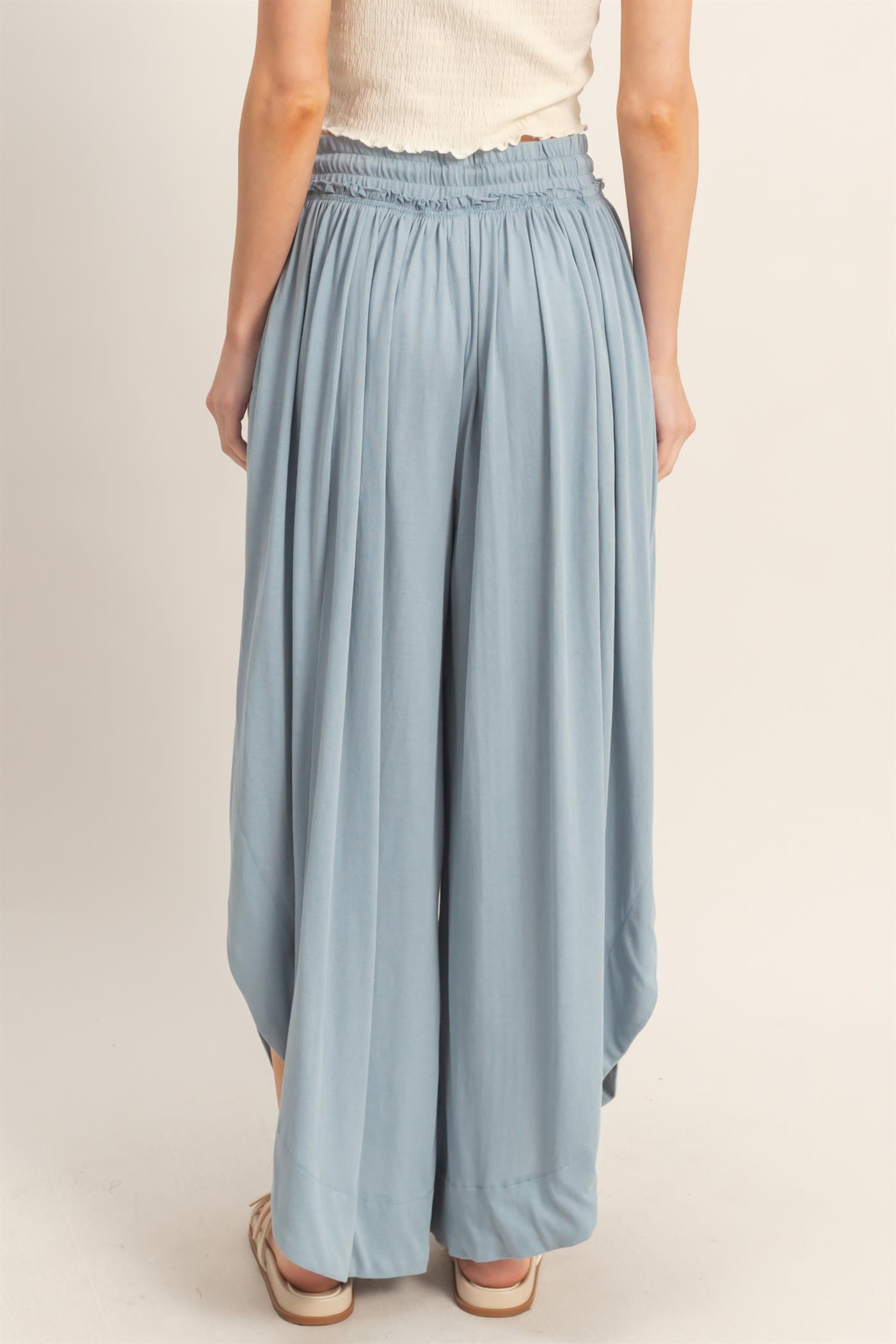 Wholesale Tulip Hem Wide-Leg Pants Pants HF26C047 LIGHT BLUE HYFVE