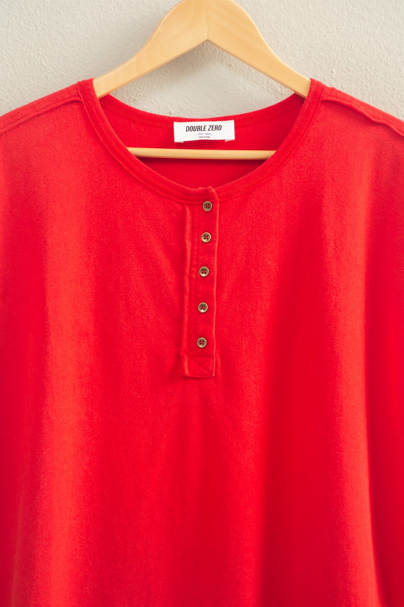 Wholesale Henley Neck Cap Sleeve Top Clothing Tops DZ26E279 RED DOUBLE ZERO