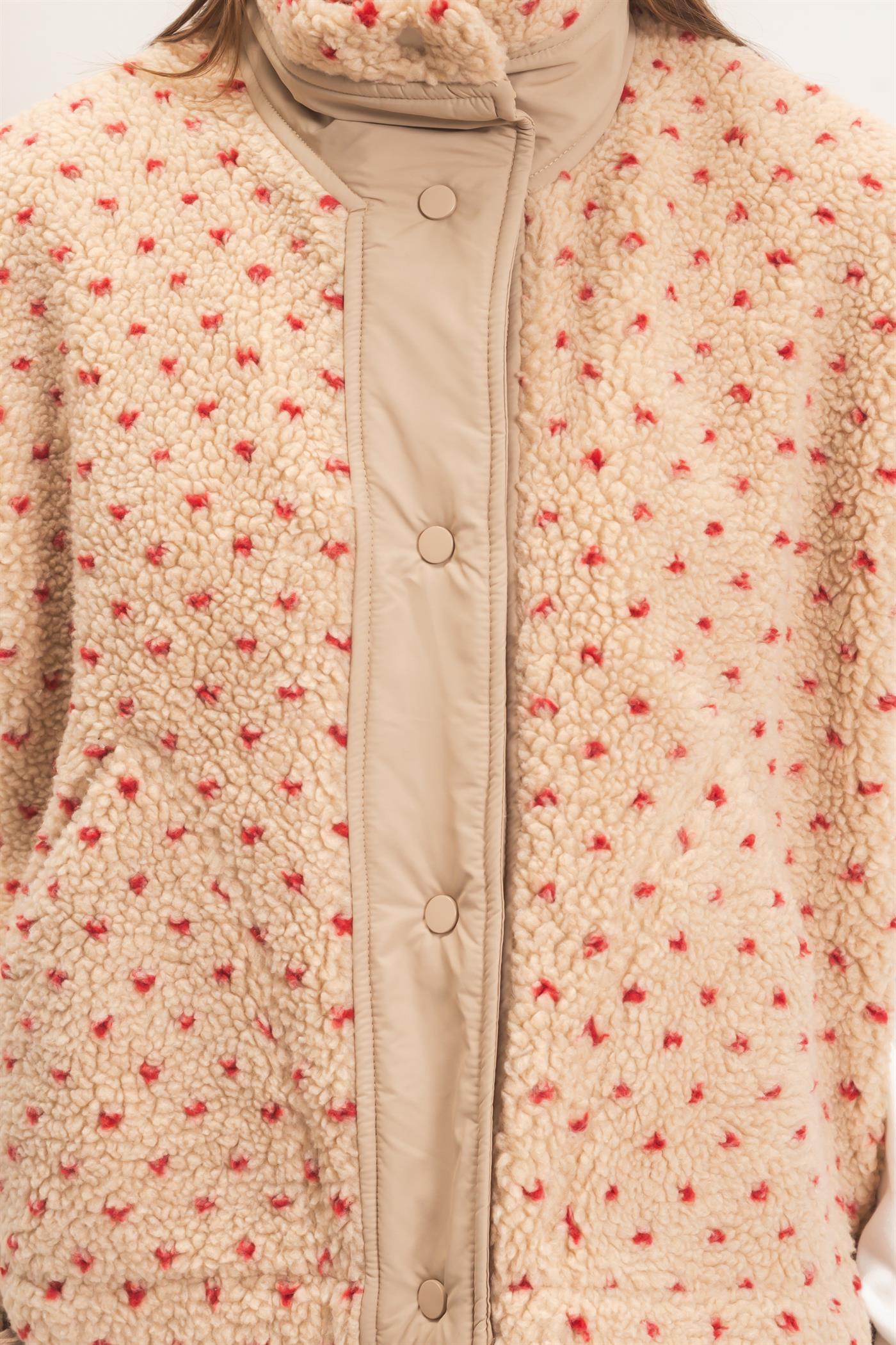 Wholesale Polka Dot Sherpa Vest Outerwear DZ26F260 RED DOUBLE ZERO