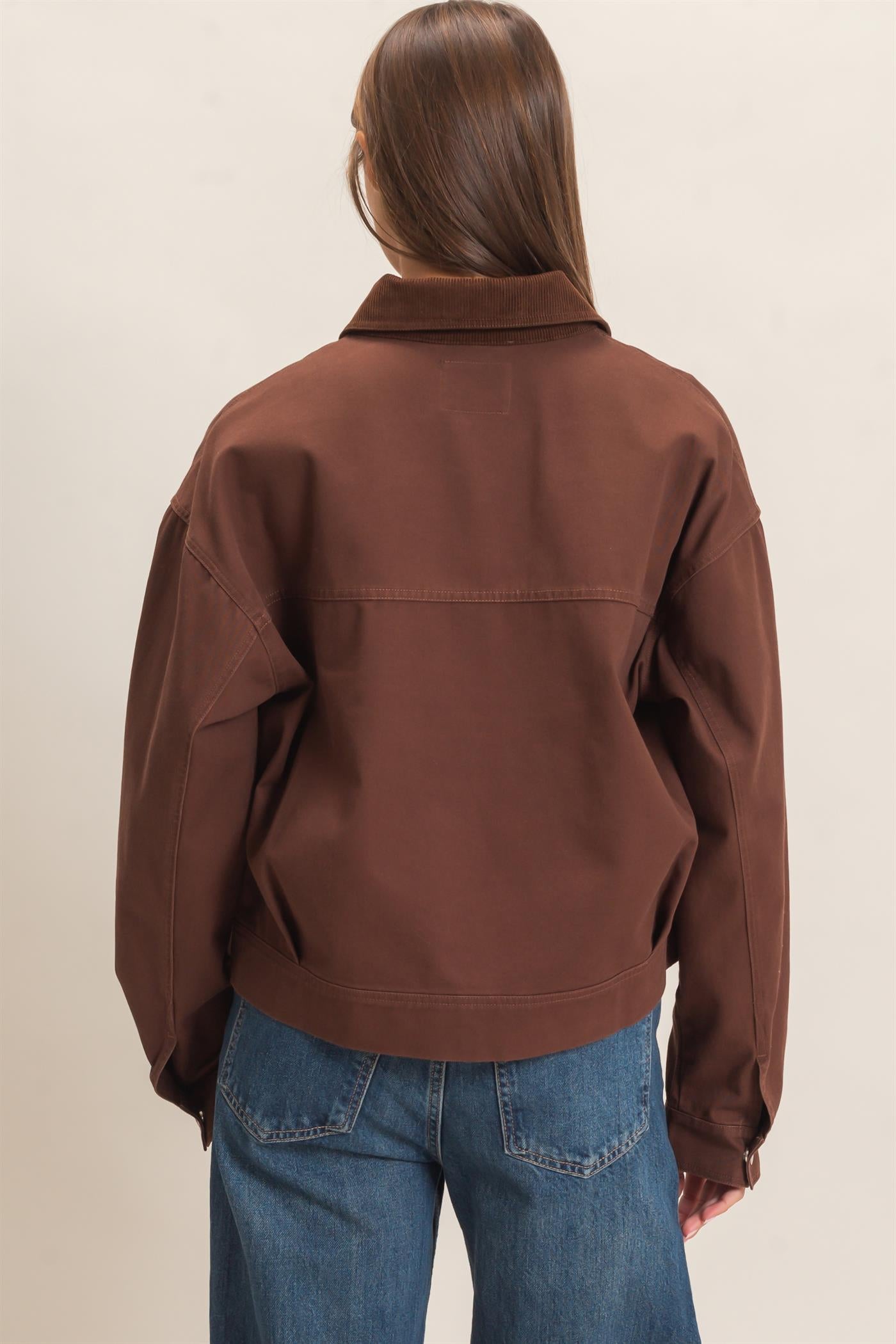 Wholesale Twill Barn Jacket Coats & Jackets DZ26E394 DARK BROWN DOUBLE ZERO