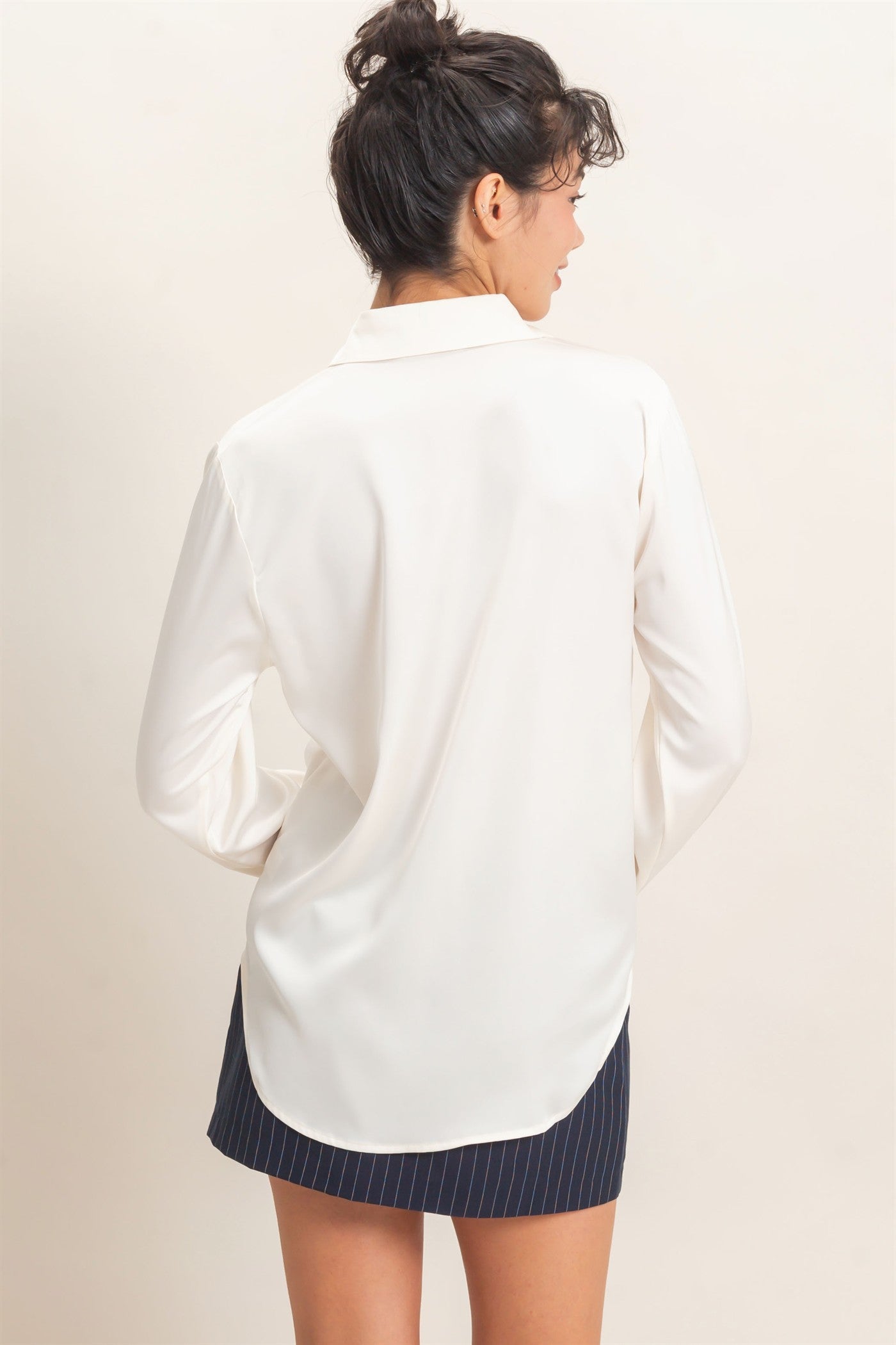 Wholesale Satin Button-Down Shirts Shirts DZ26E265 WHIP CREAM DOUBLE ZERO