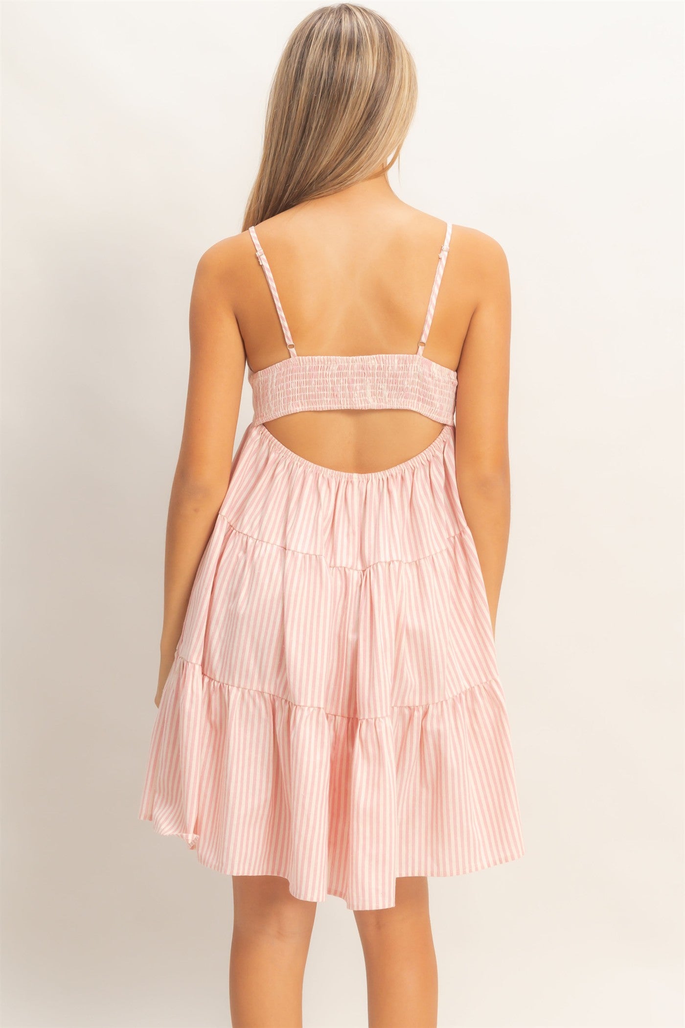 Wholesale Striped Sleeveless A-Line Dress Dresses HF26A247 PINK HYFVE