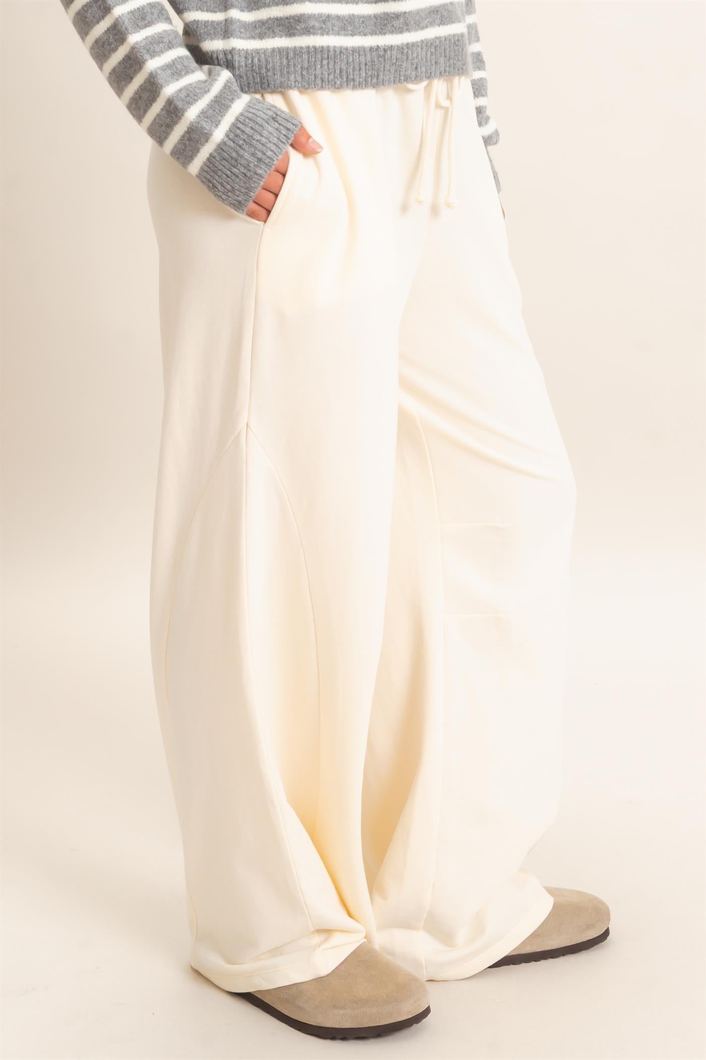 Wholesale Mineral Washed Wide Leg Pants Pants DZ26F082 ALPACA DOUBLE ZERO
