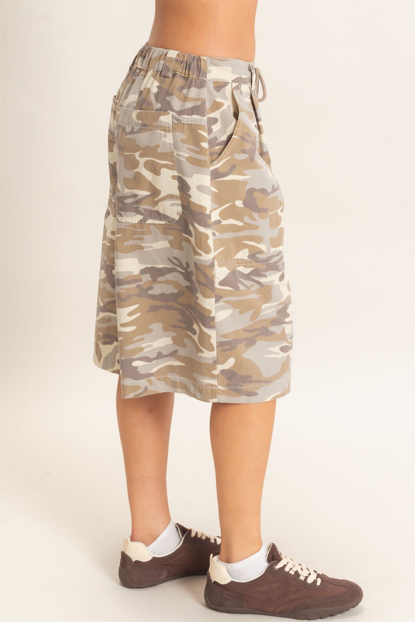 Wholesale Camouflage Print Drawstring Shorts Shorts DZ26E399 STONE DOUBLE ZERO