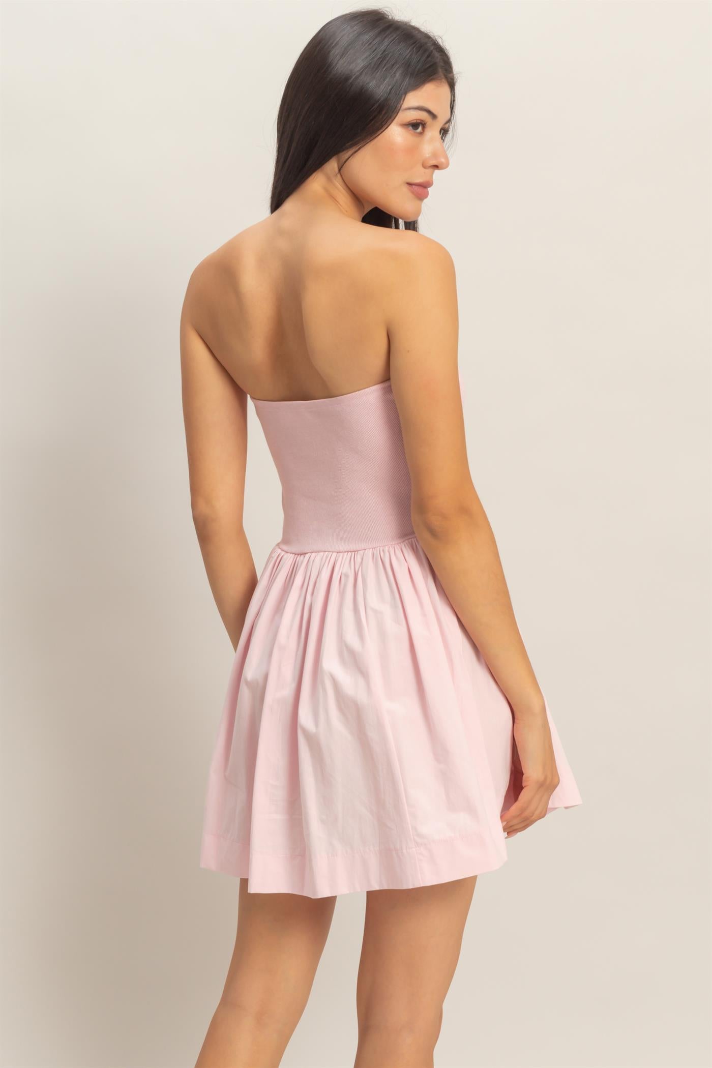 Wholesale Strapless Flowy Mini Dress Dresses DZ26C043 SOFT PINK DOUBLE ZERO