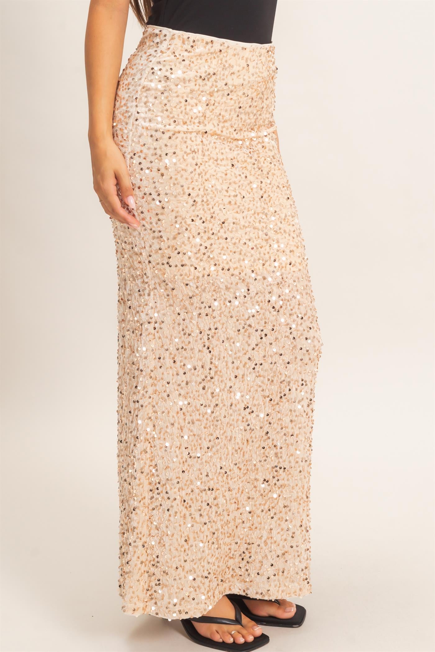 Wholesale Sequin Midi Skirt Skirts HF26F121 IVORY HYFVE