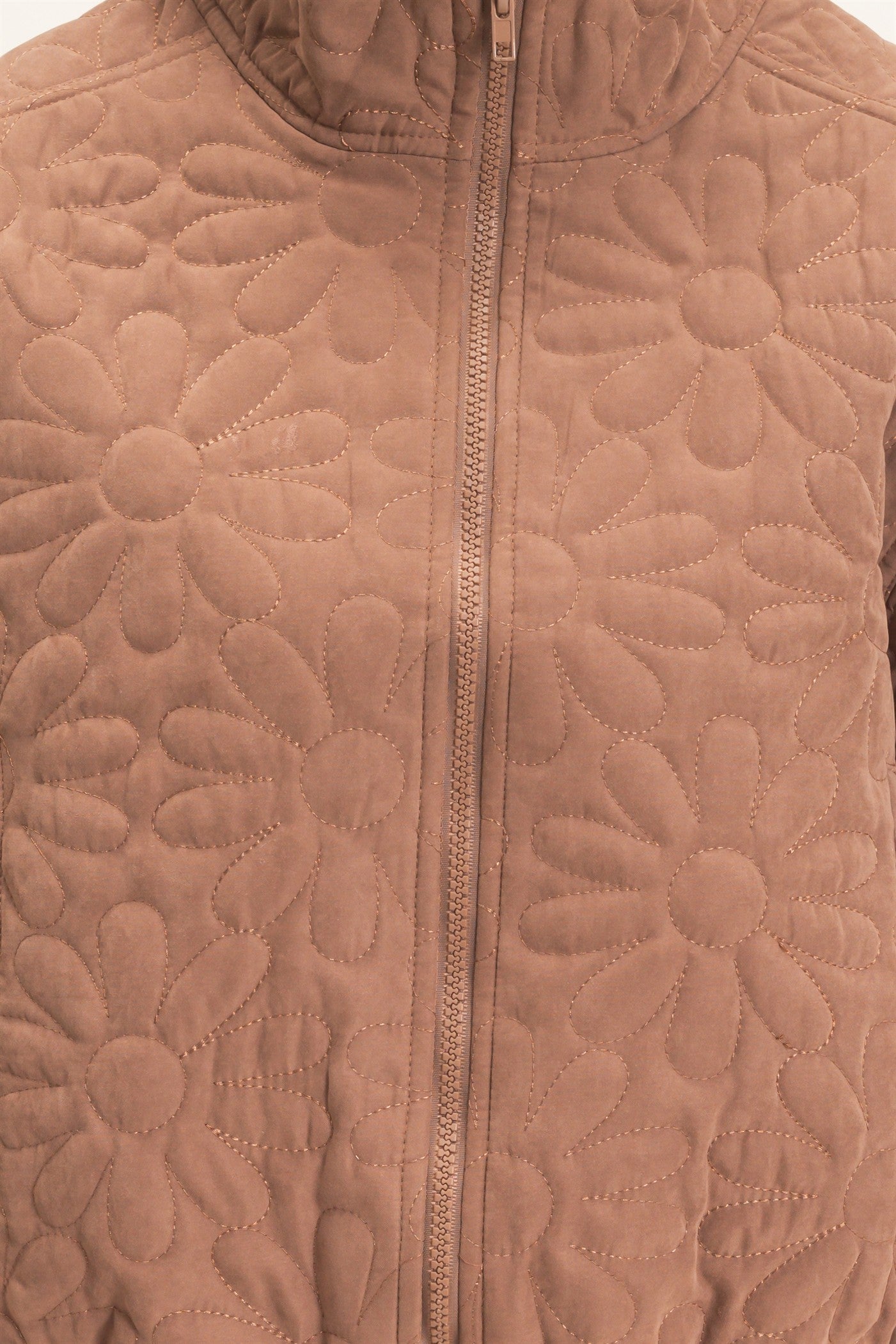 Wholesale Daisy Quilted Mock Neck Jacket Coats & Jackets HF26C821 BROWN HYFVE
