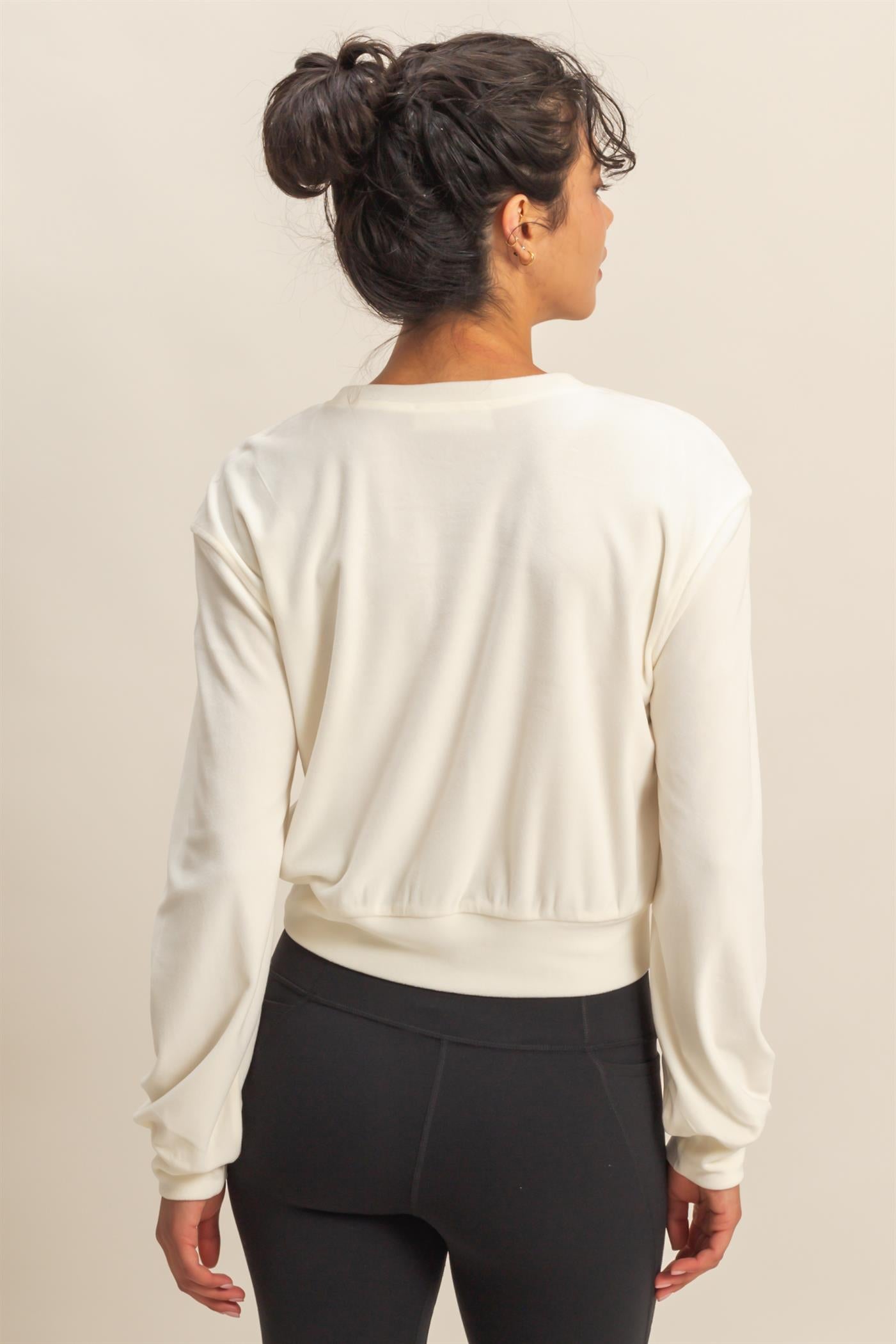 Wholesale Banded Waist Sweatshirt Clothing Tops DZ23A458 WHIP CREAM DOUBLE ZERO