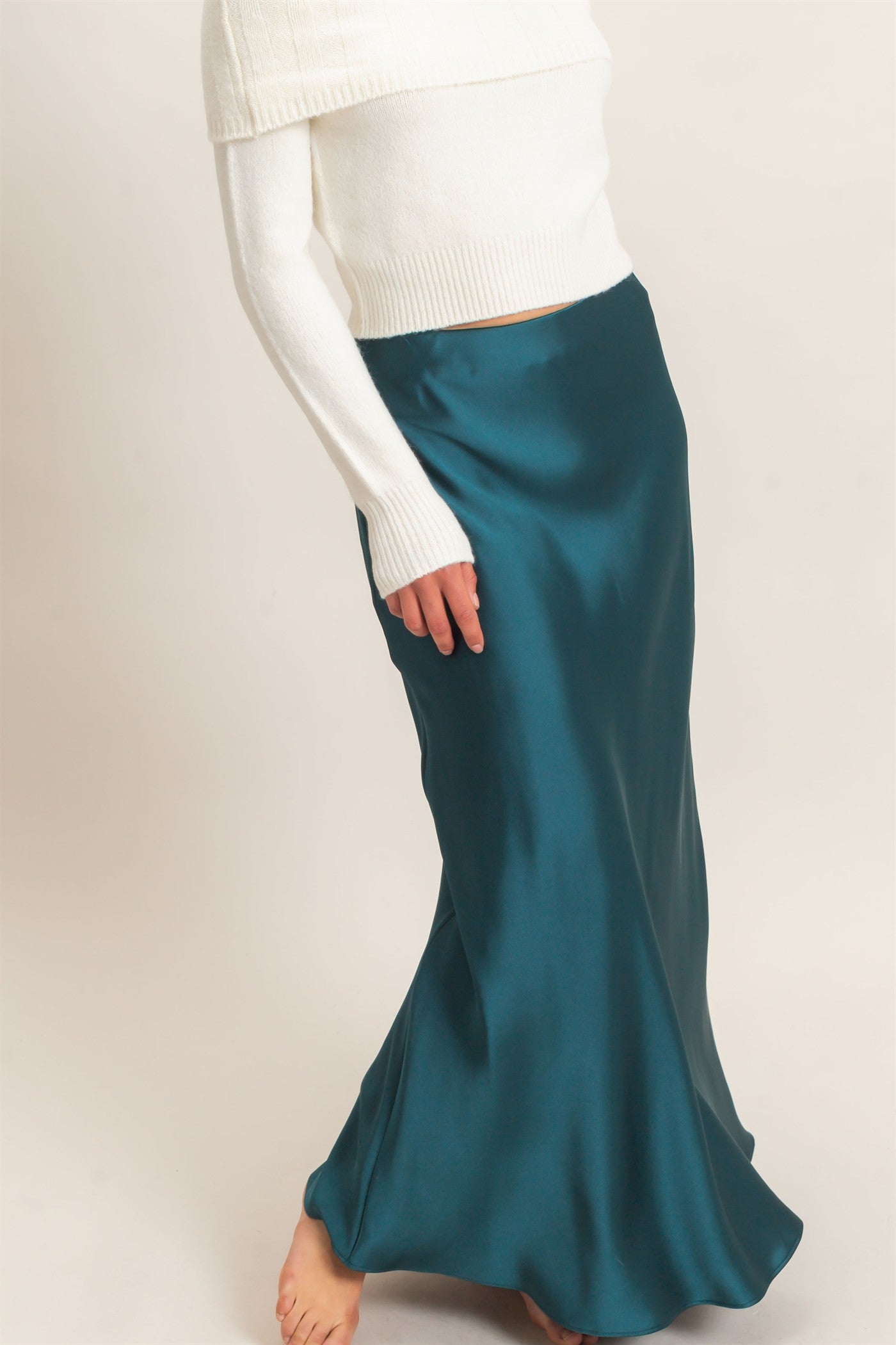 Wholesale Satin Maxi Skirt Skirts DZ26C970 DARK TEAL DOUBLE ZERO