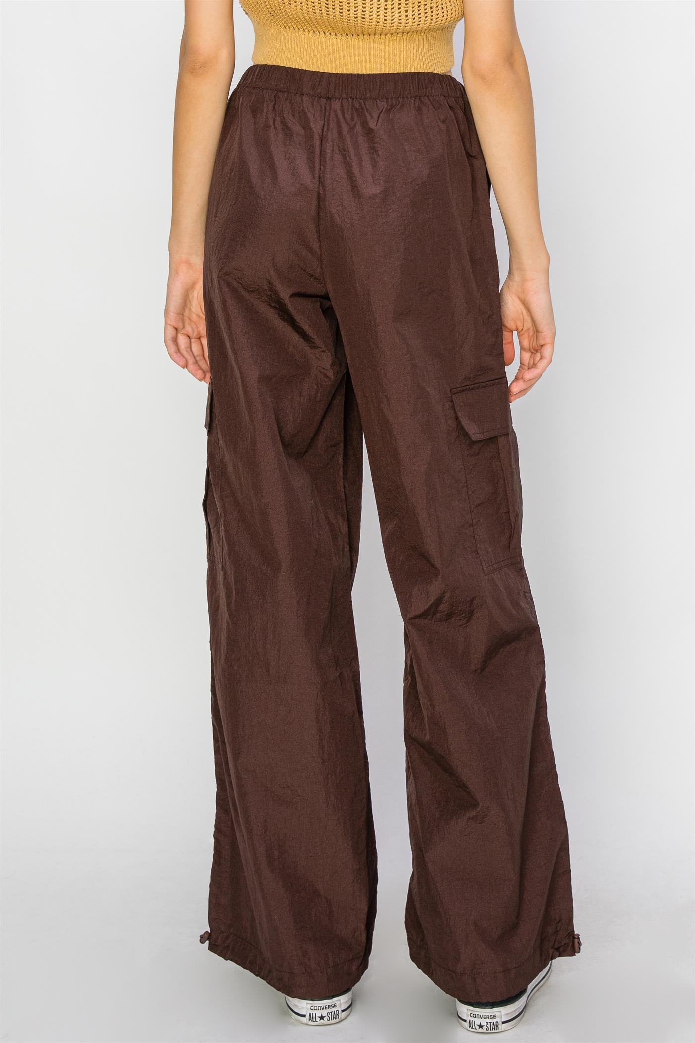 Wholesale Low Rise Parachute Cargo Pants Pants DZ24C809 DARK CHOCOLATE DOUBLE ZERO