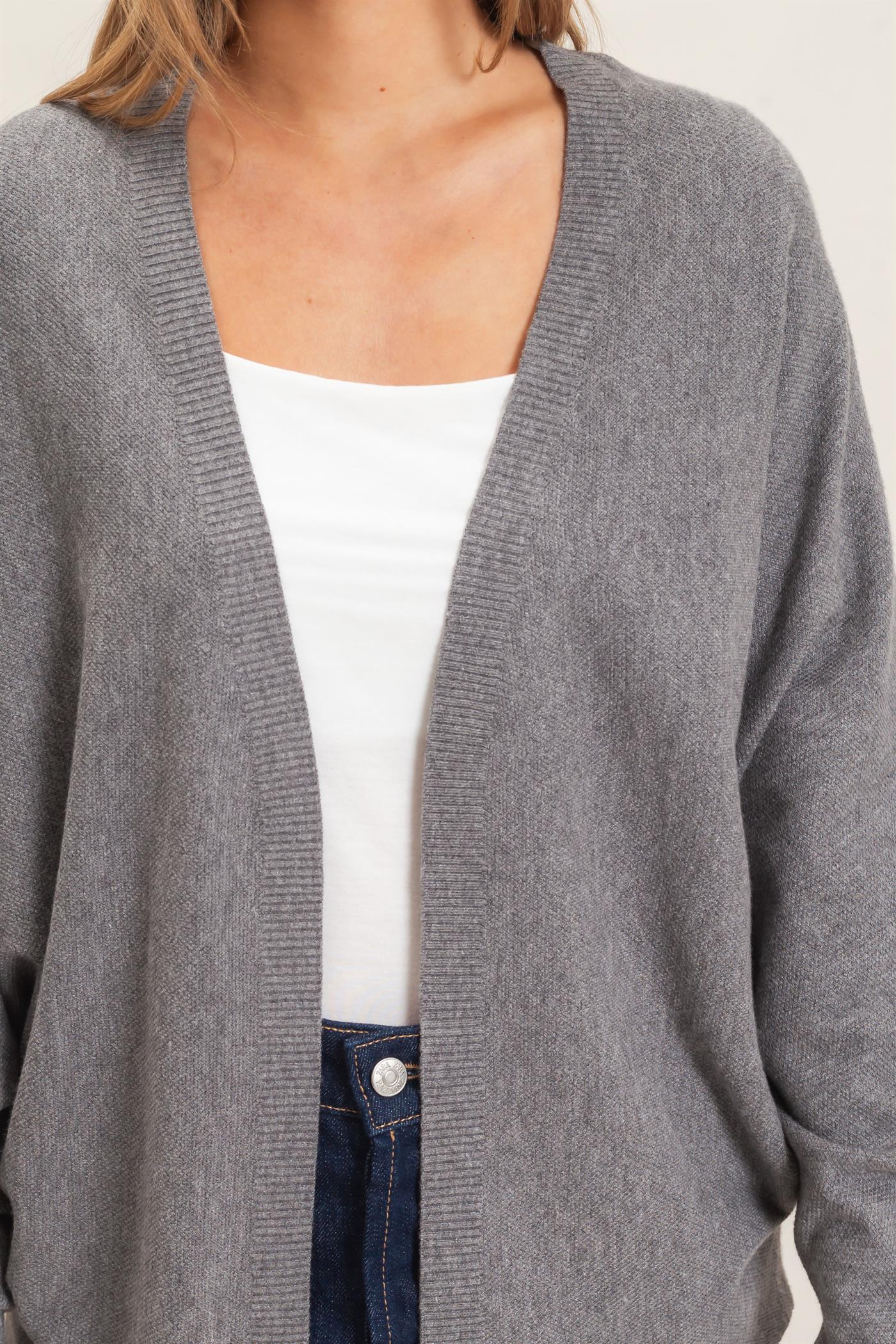 Wholesale Open Front Knit Cardigan Cardigans HF26E834 GRAY HYFVE
