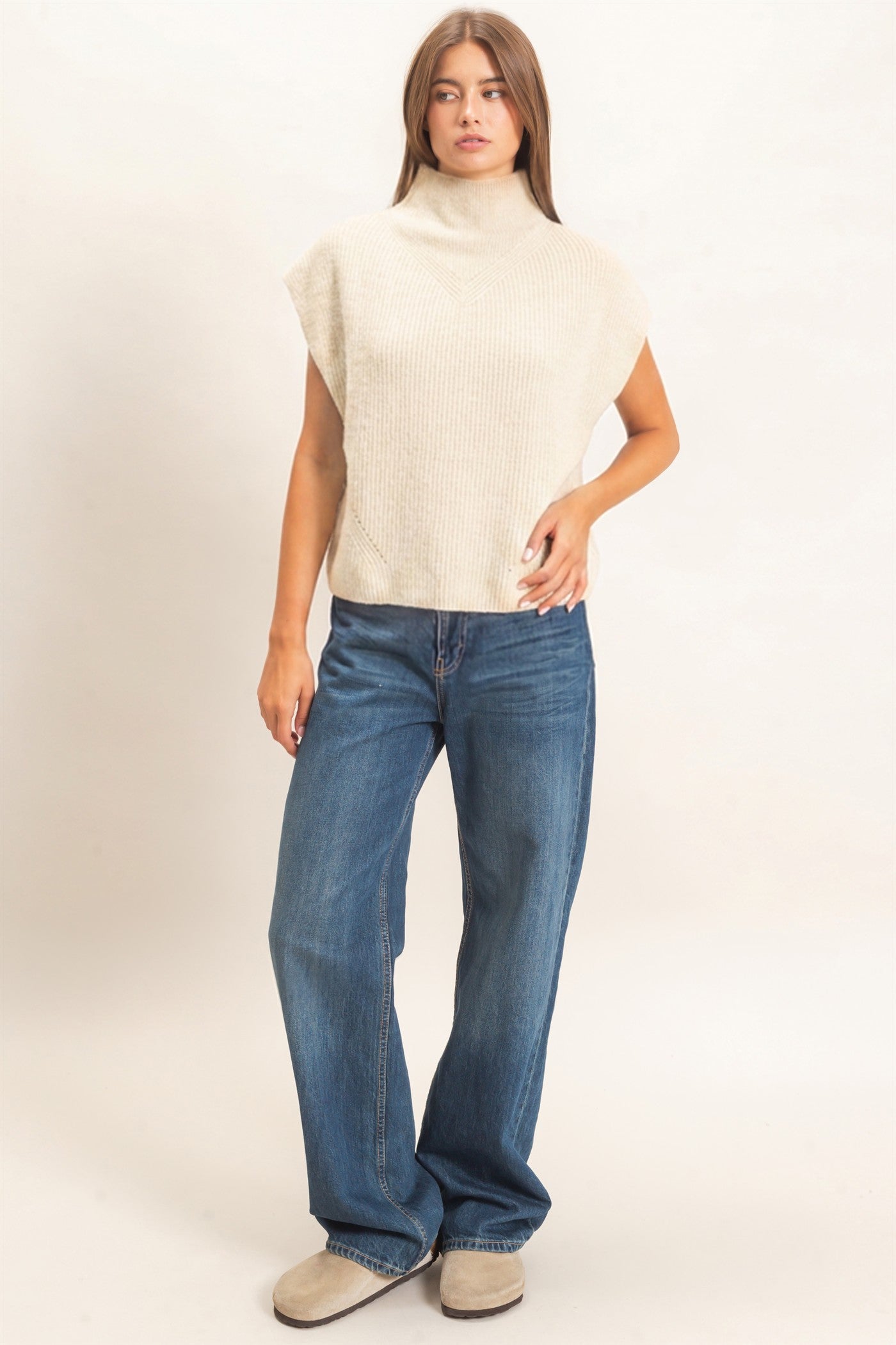 Wholesale Sleeveless High Neck Sweater Sweaters DZ26E295 ALPACA DOUBLE ZERO