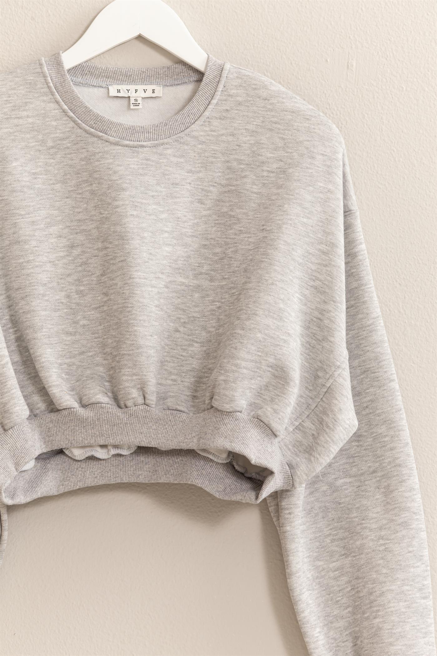 Wholesale Washed French Terry Cropped Sweatshirt Sweatshirts HF24E983 H.GREY HYFVE