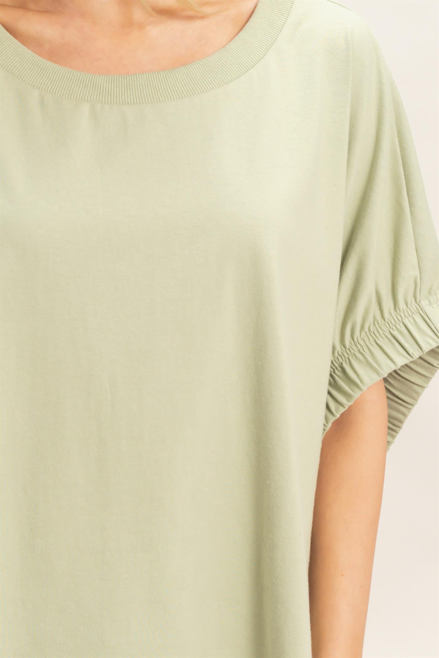 Wholesale Oversized Elastic Cuff Top T-Shirts HF26C082 SAGE HYFVE