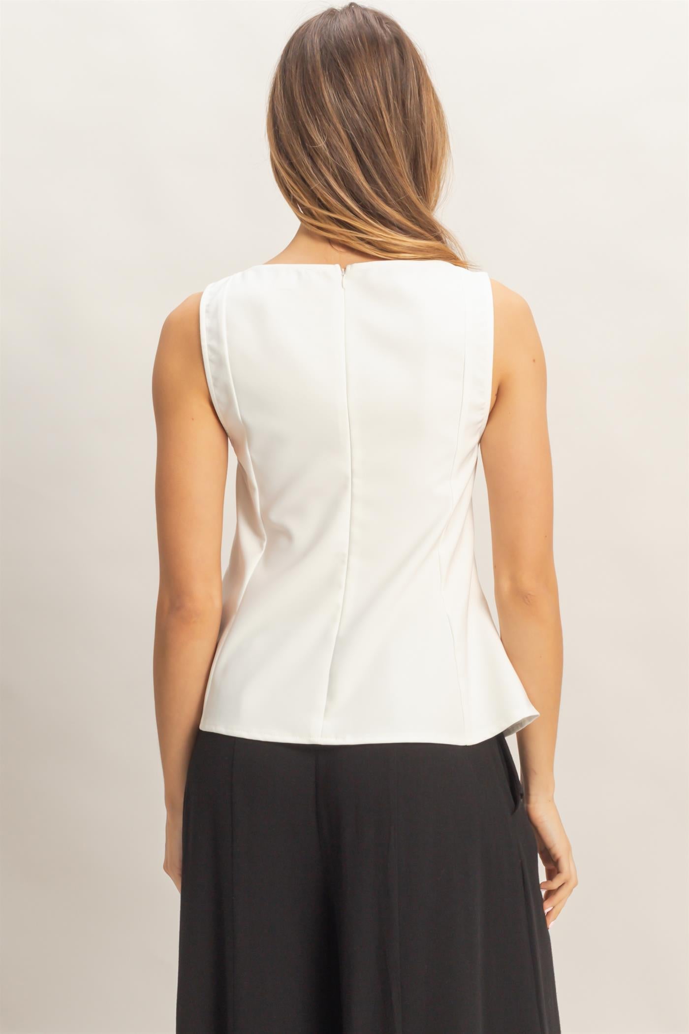 Wholesale Square Neck Flared Tank Top Clothing Tops HF26A216 WHITE HYFVE