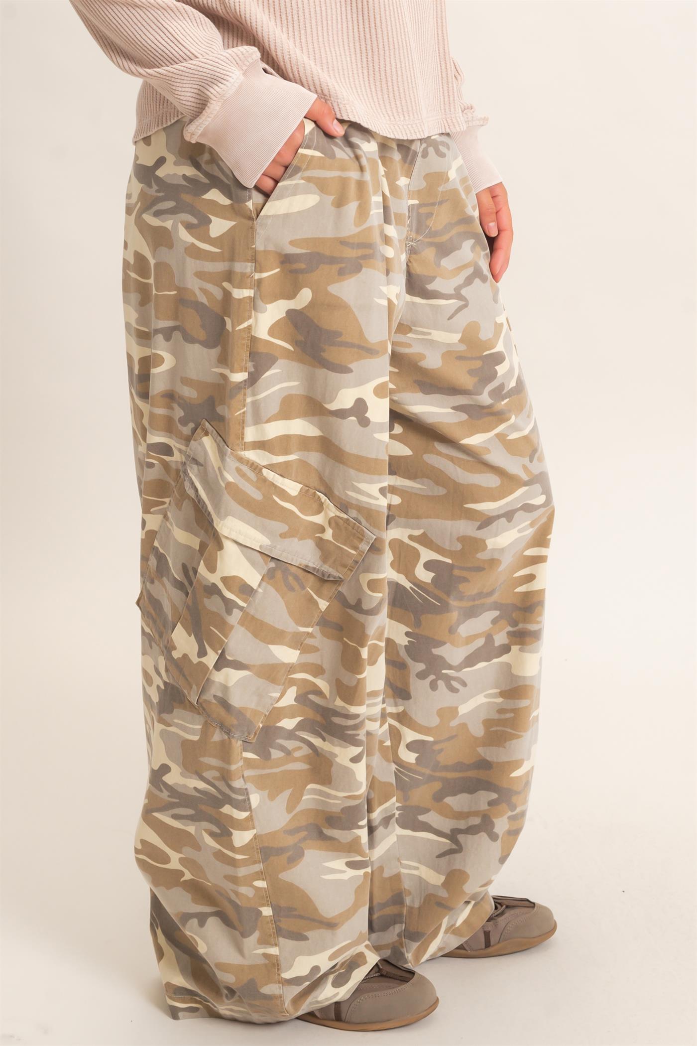 Wholesale Camouflage Cargo Pocket Pants Pants DZ26C891 STONE DOUBLE ZERO