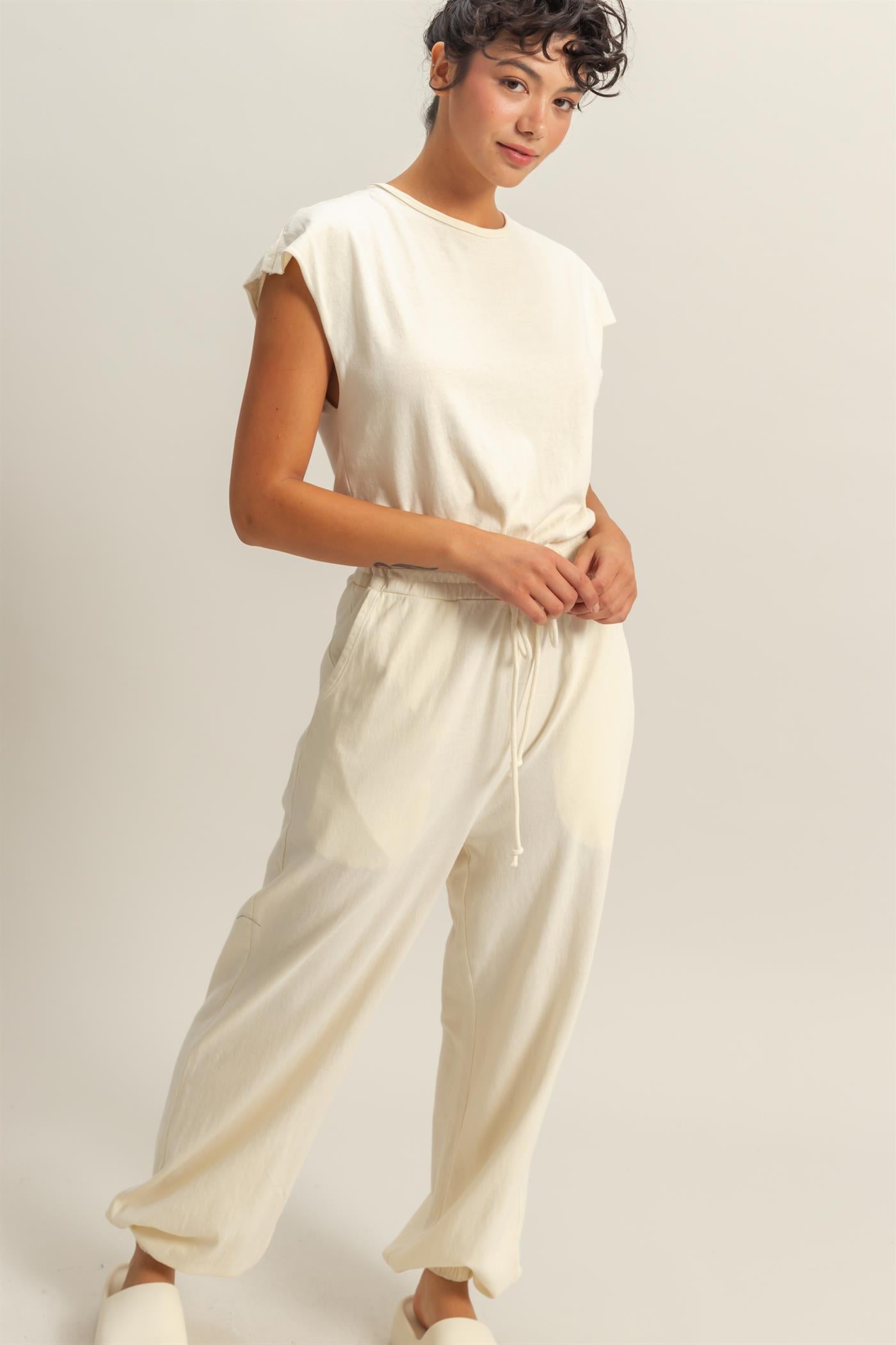 Wholesale Short Sleeve Casual Jumpsuit Clothing DZ24C619 ALPACA DOUBLE ZERO