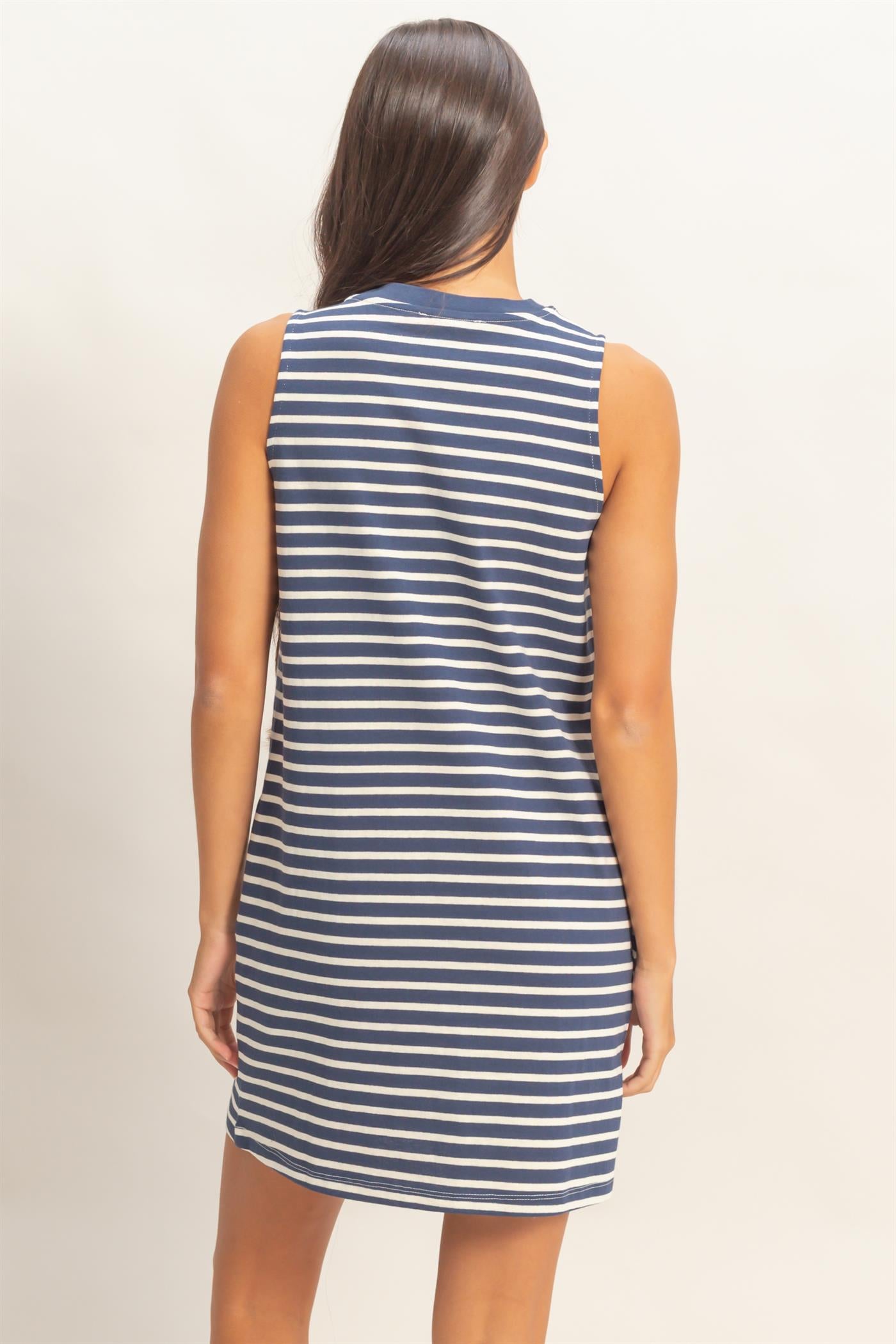 Wholesale Striped Sleeveless Mini Dress Dresses DZ26C068 NAVY DOUBLE ZERO