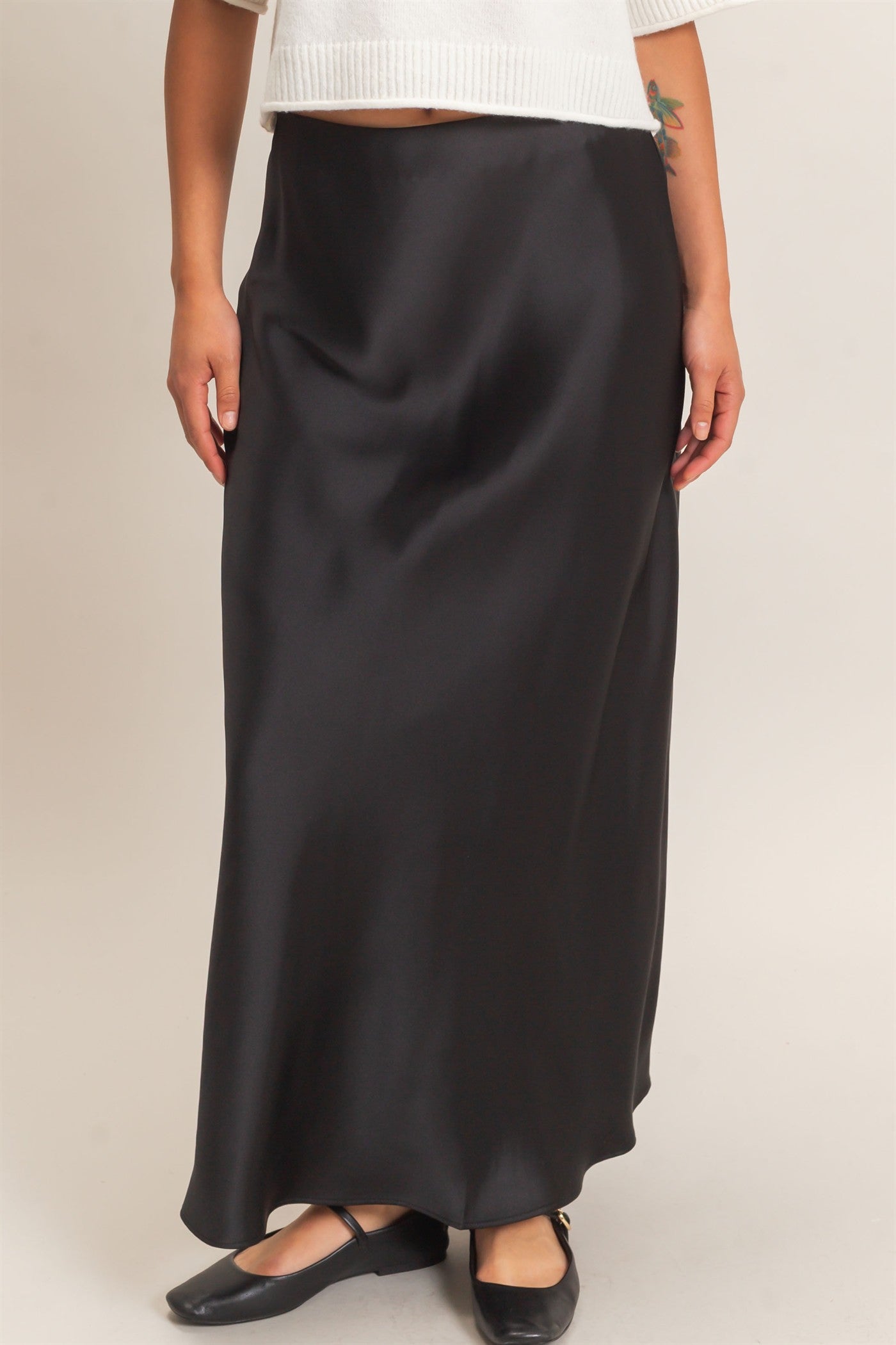 Wholesale Satin Maxi Skirt Skirts DZ26C970 BLACK DOUBLE ZERO