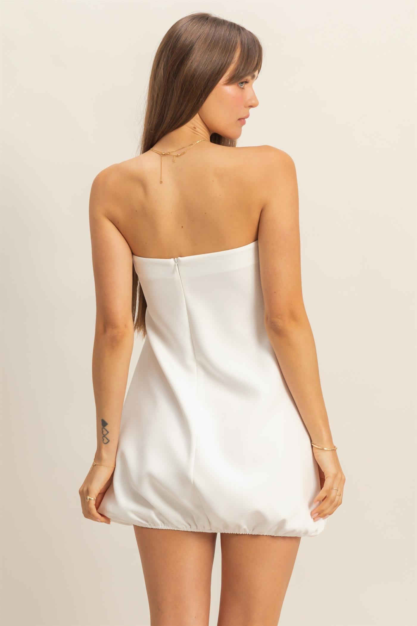 Wholesale Chic Blouson Mini Dress Dresses HF25E858 WHITE HYFVE