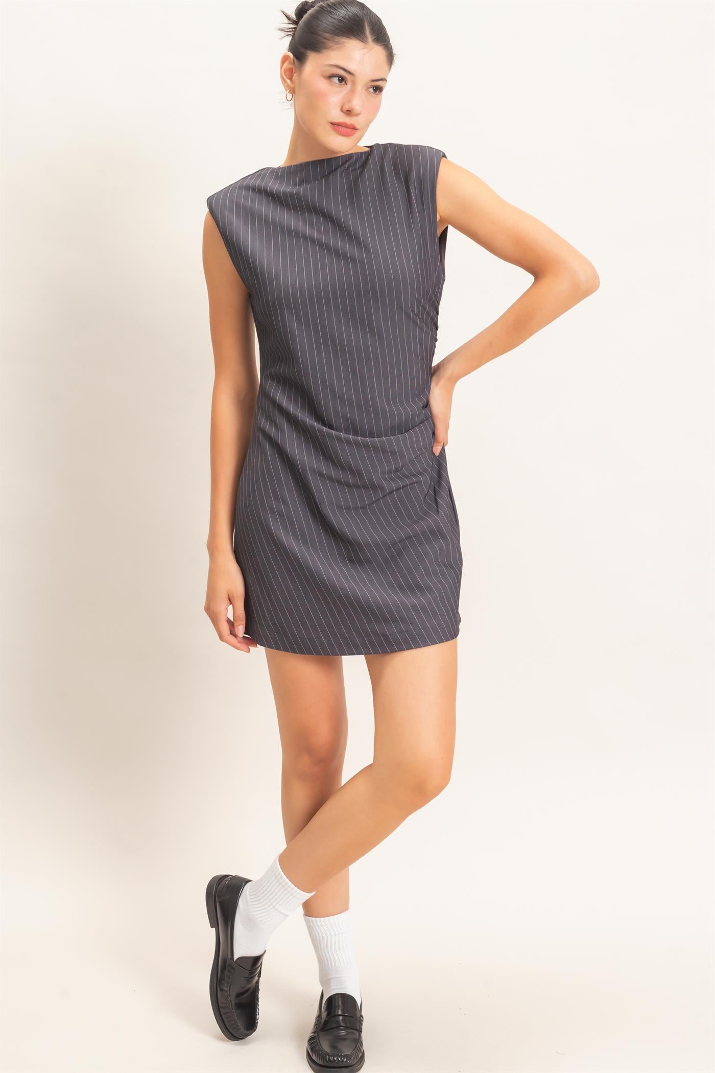 Wholesale Pin Stripe Sheath Dress Dresses HF26E374 GRAY HYFVE