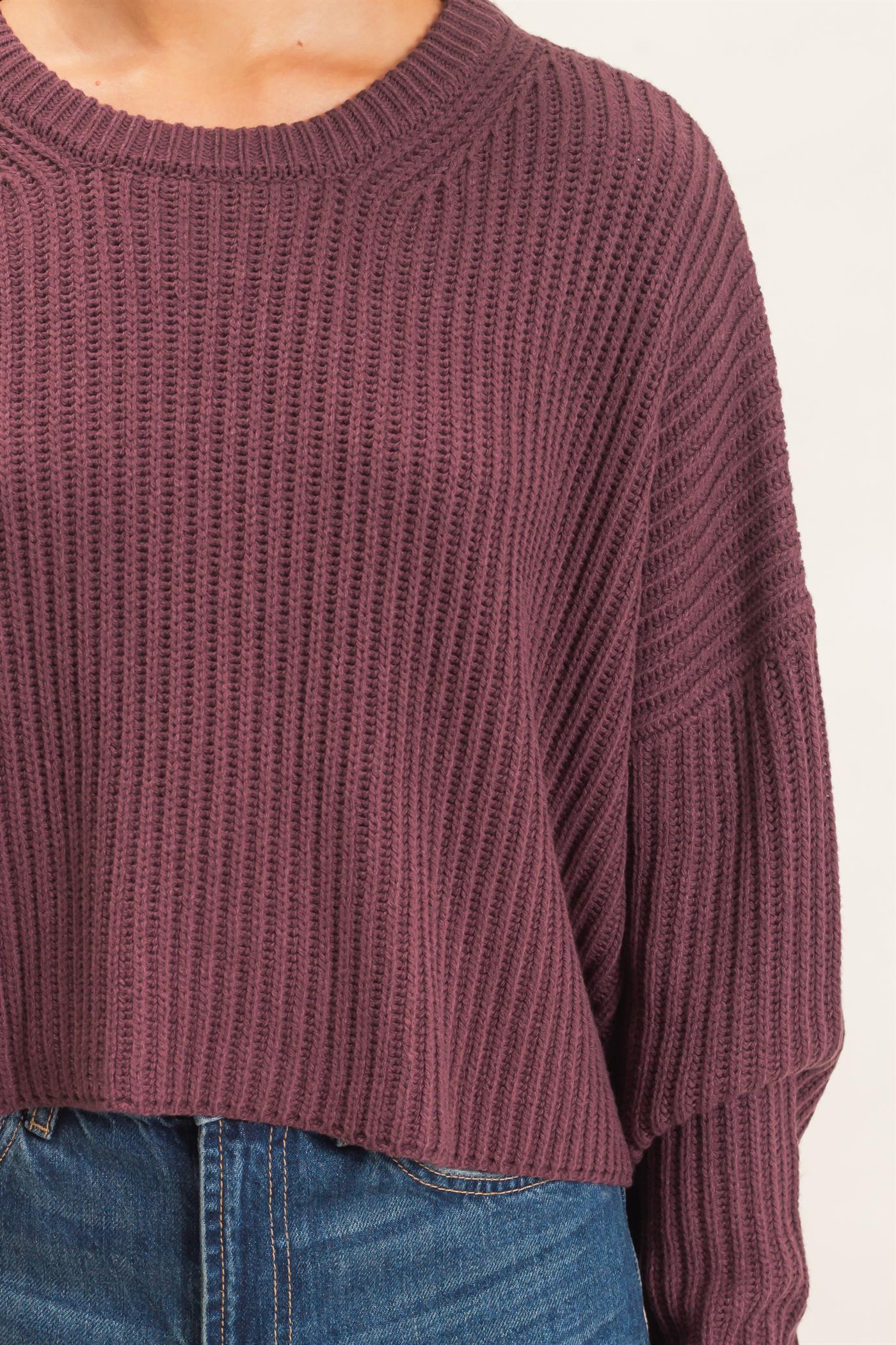 Wholesale Oversized Cropped Sweater Sweaters DZ26E252 COCOA DOUBLE ZERO