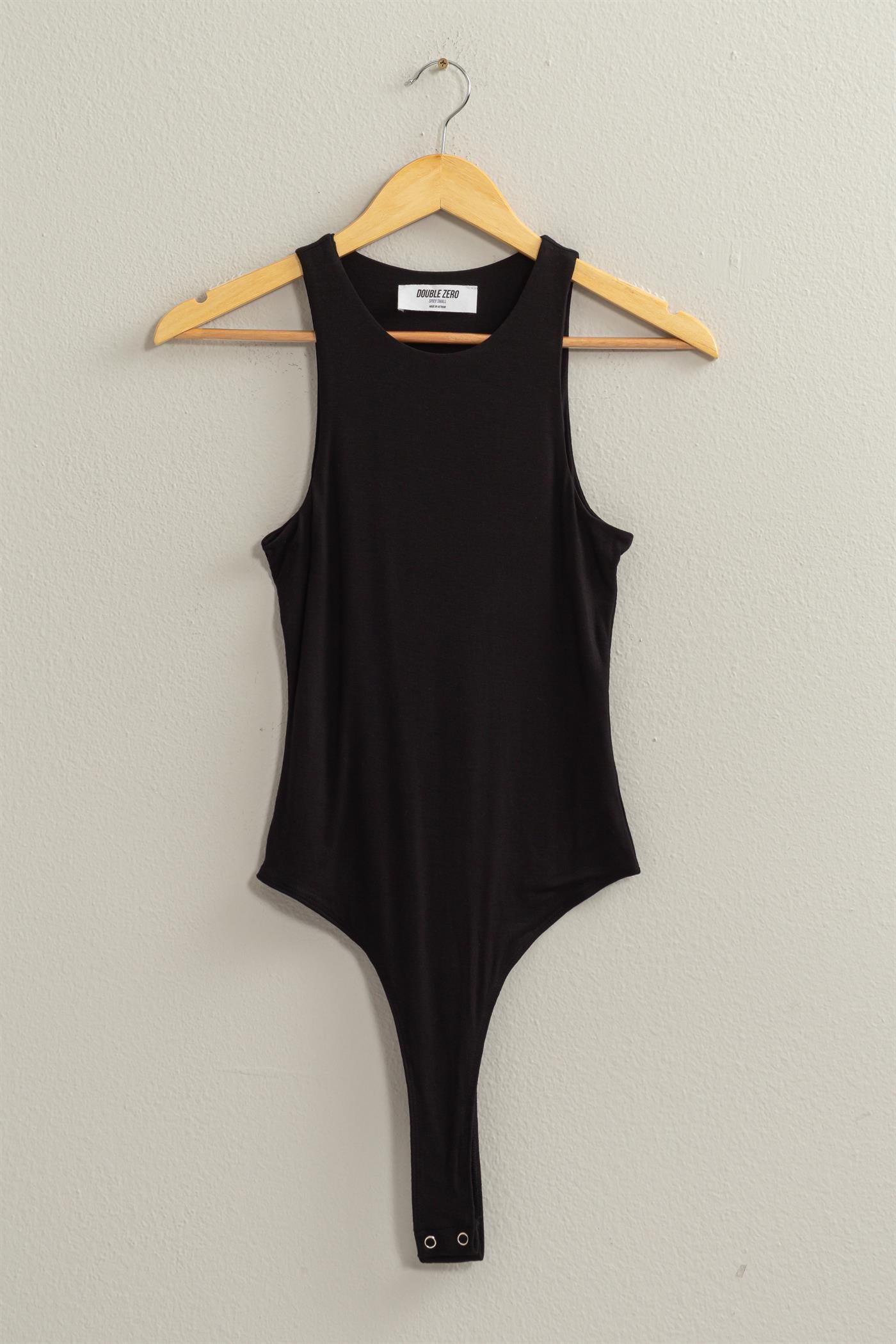 Wholesale Sleeveless Tank Top Bodysuit Clothing Tops DZ24A893-D BLACK DOUBLE ZERO