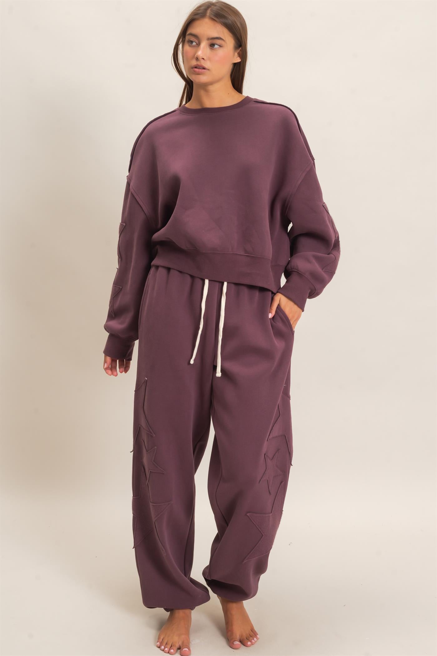 Wholesale Star Patch Sleeve Sweatshirt Sweatshirts DZ26E888 COCOA DOUBLE ZERO