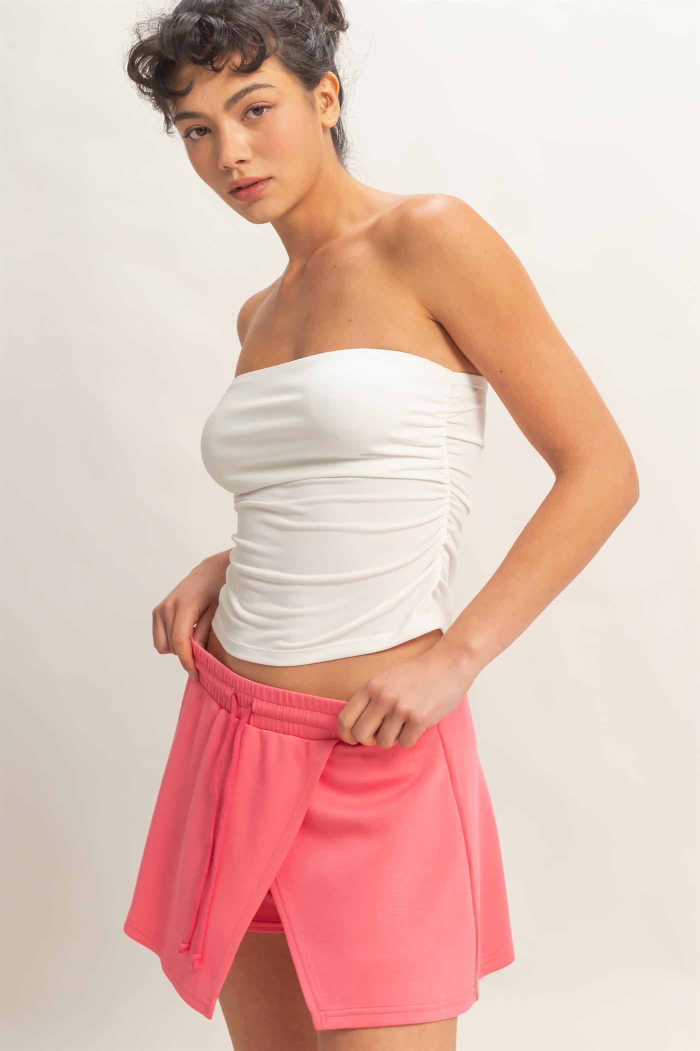 Wholesale Ruched Bandeau Top Clothing Tops DZ26C334 WHITE DOUBLE ZERO