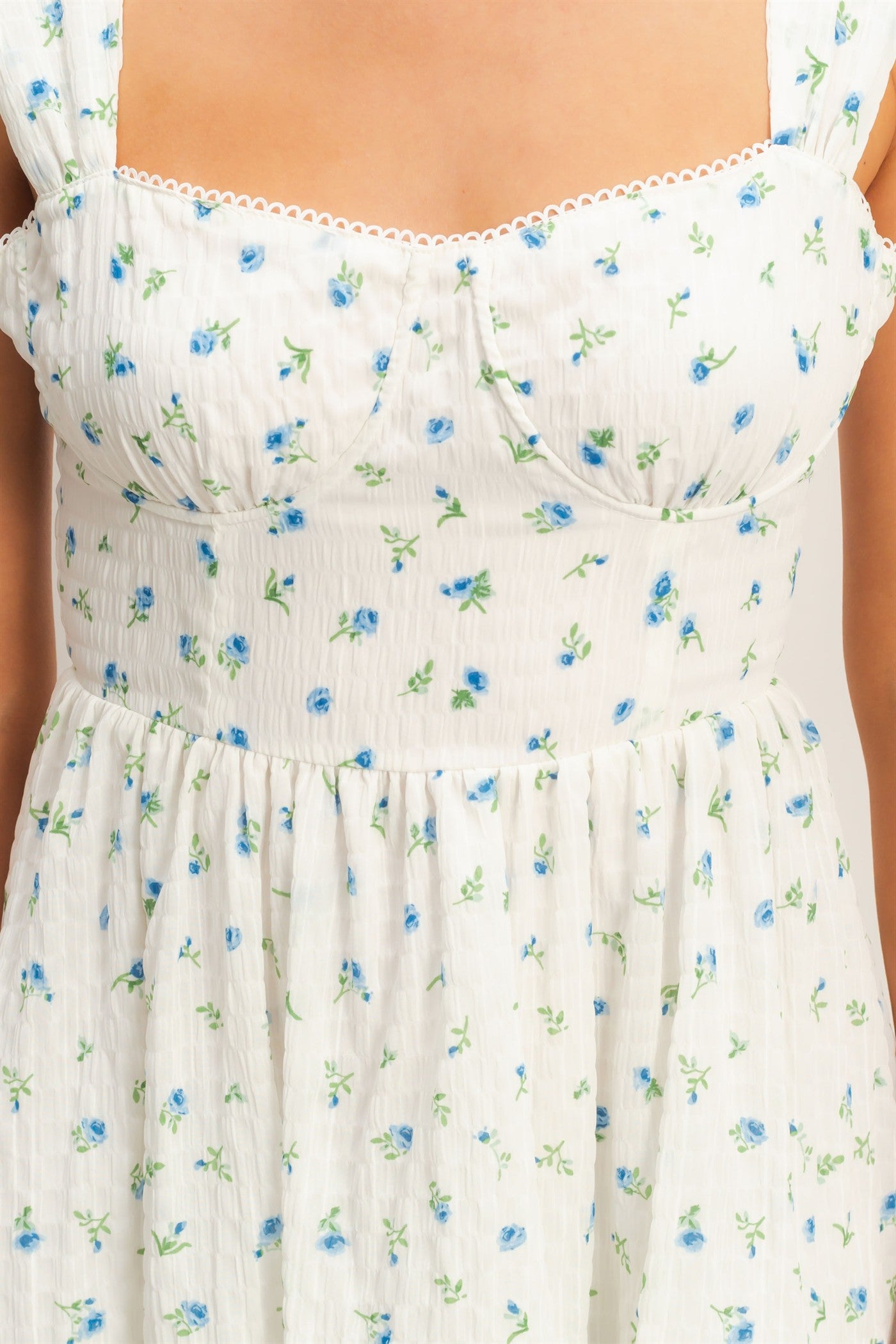 Wholesale Floral Tiered Dress With Boning Dresses HF26A142 IVORY HYFVE