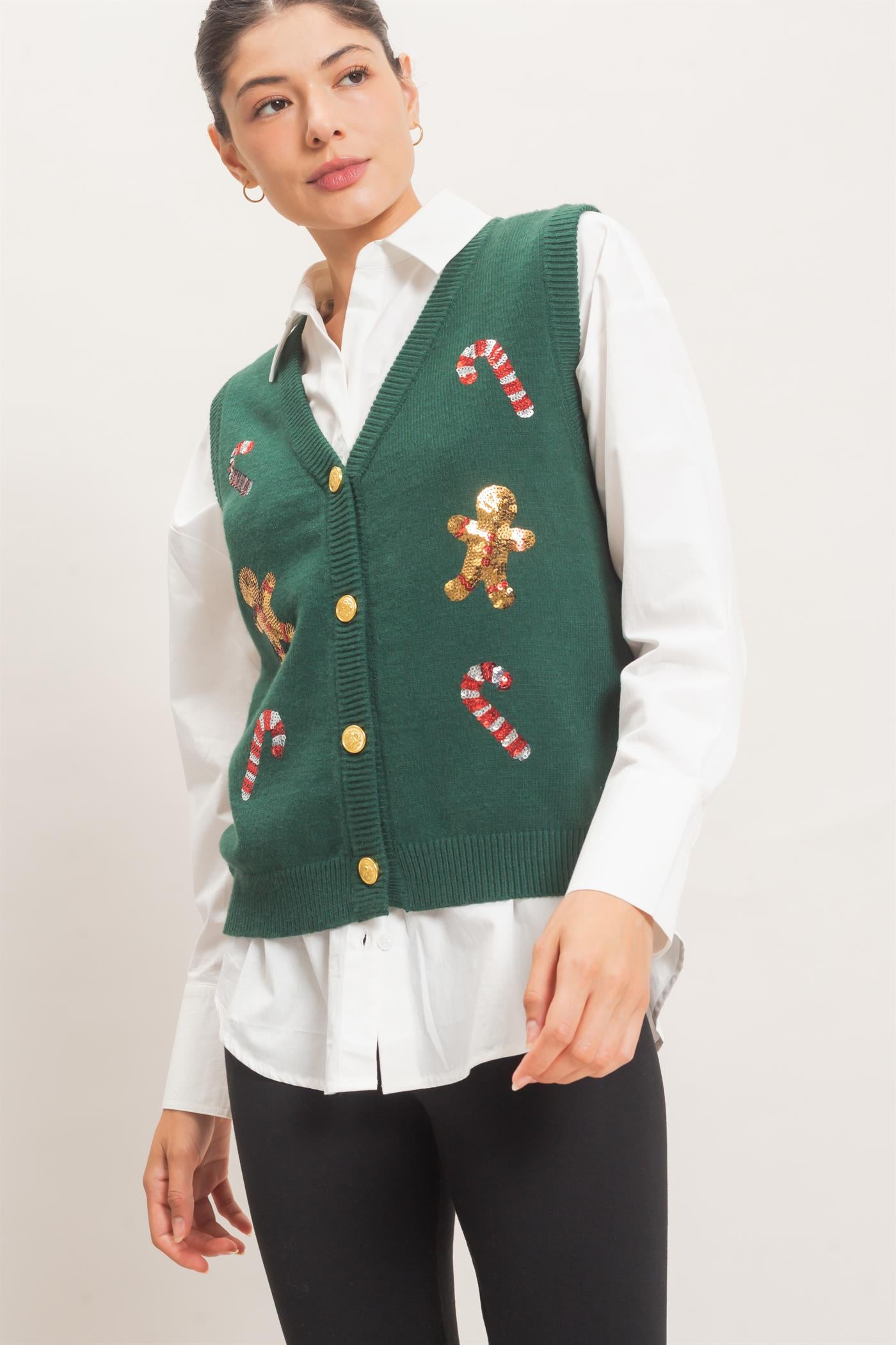 Wholesale Christmas Sweater Vest Sweaters HF26E917 GREEN HYFVE