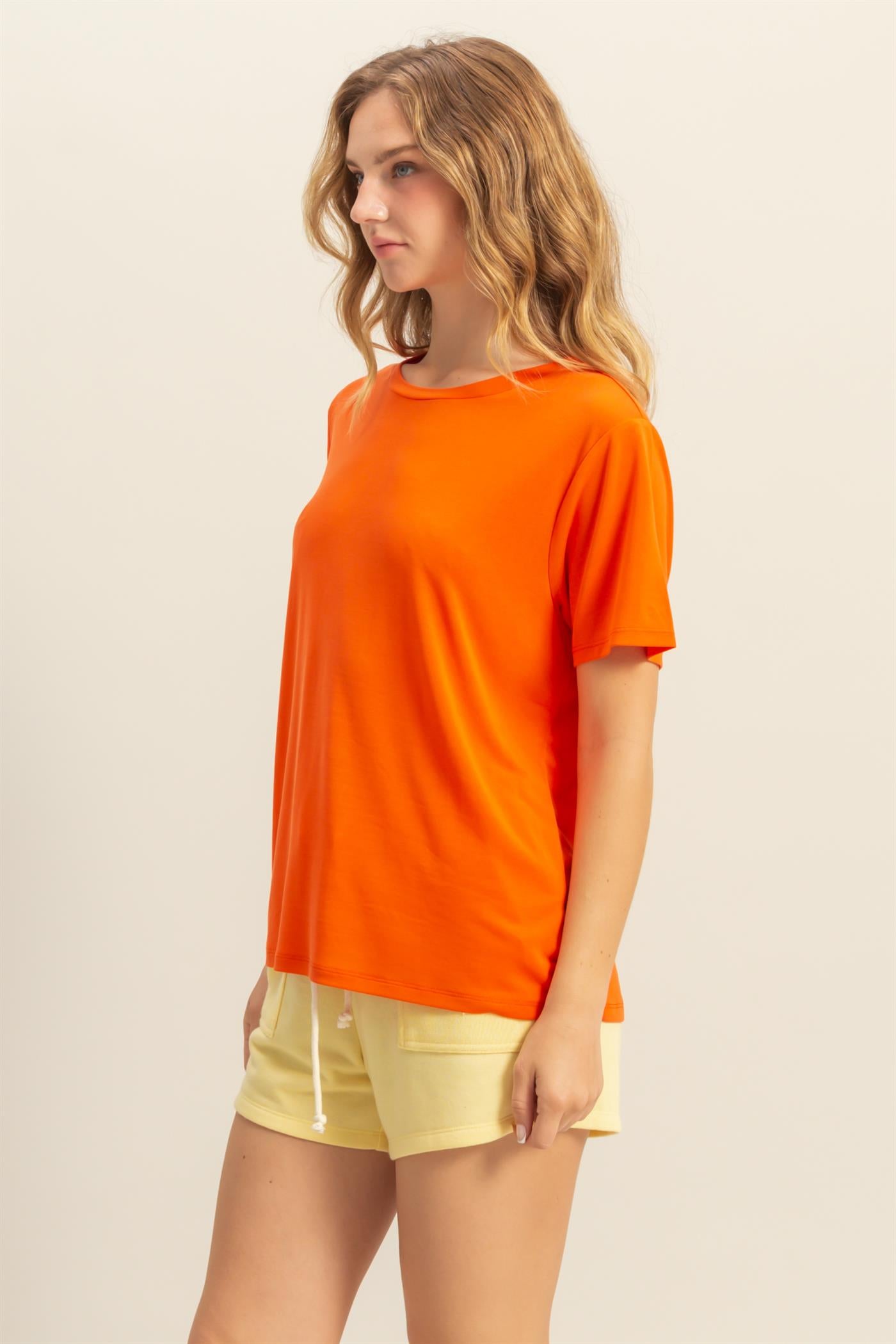 Wholesale Basic Round Neck Short Sleeve T Shirt Clothing Tops DZ25C449 TOMATO HYFVE