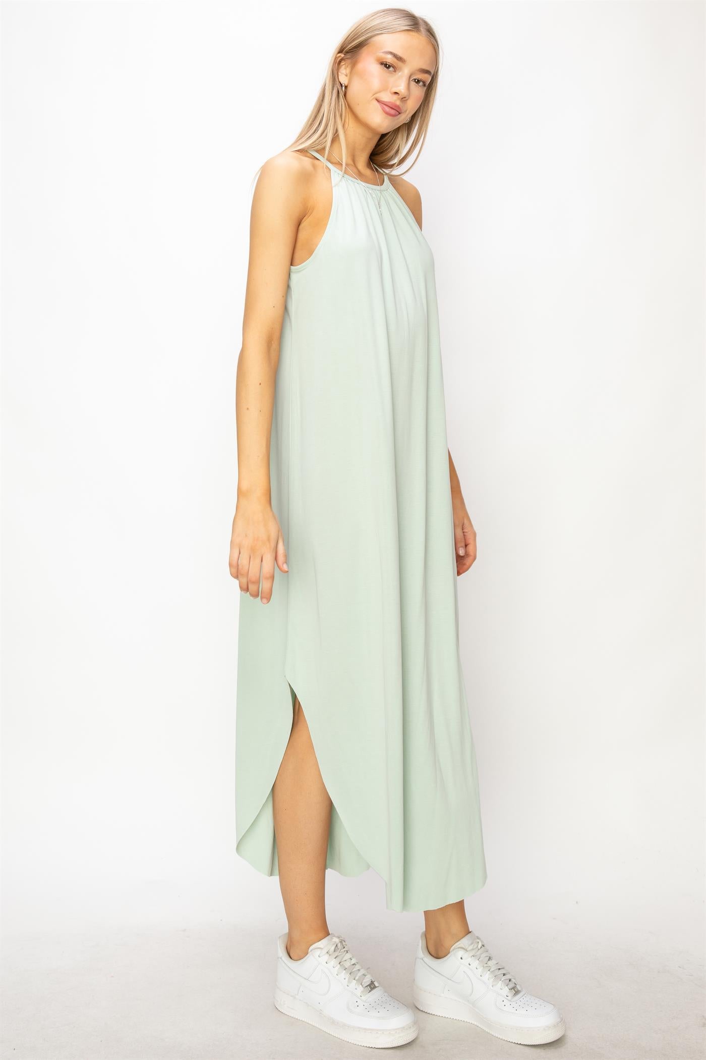 Wholesale Halter Neck Asymmetrical Midii Dress Dresses DZ24A888 MINT DOUBLE ZERO